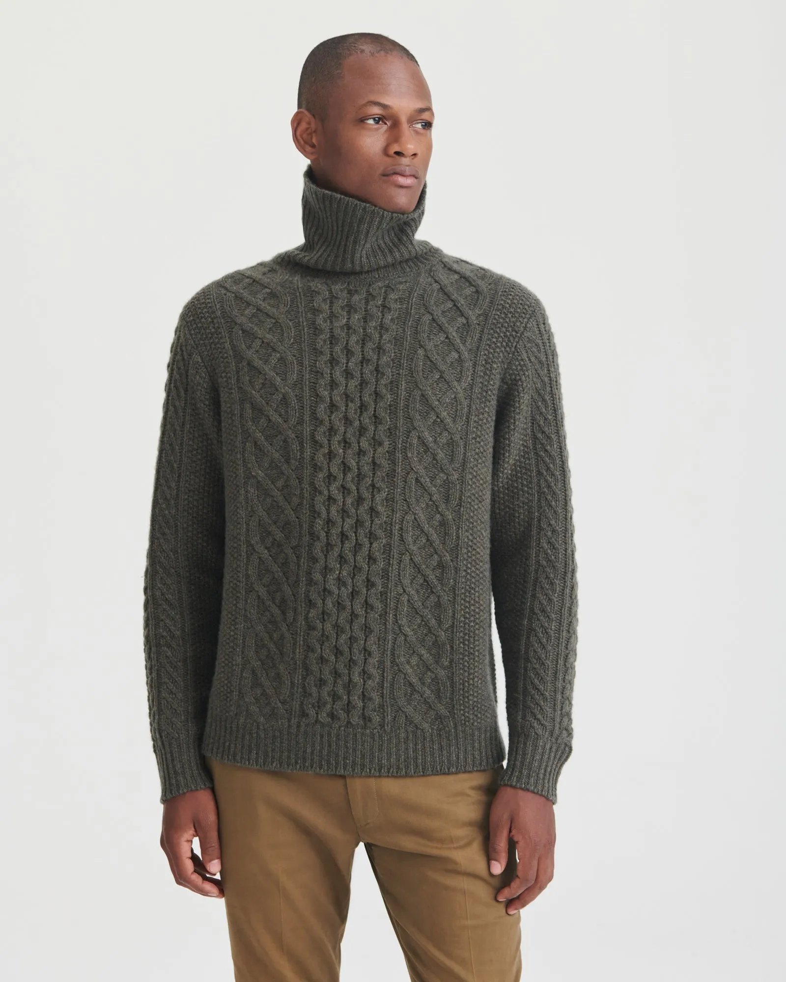 Super Luxe Cashmere Fisherman Cable Turtleneck sold by NAADAM