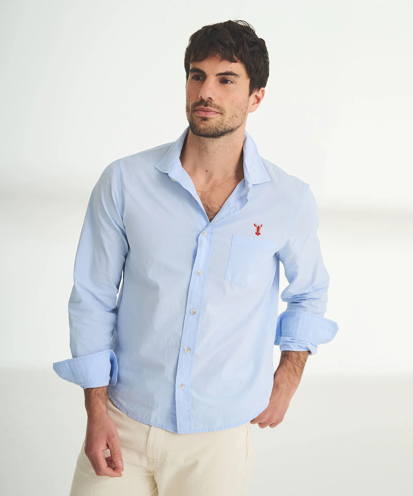 Men's Embroidered Lobster Cotton Button Down Shirt sold by Naadam product image thumbnail 2