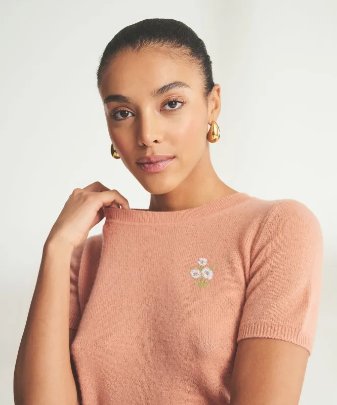 Women's Embroidered Flowers Short Sleeve Sweater sold by Naadam