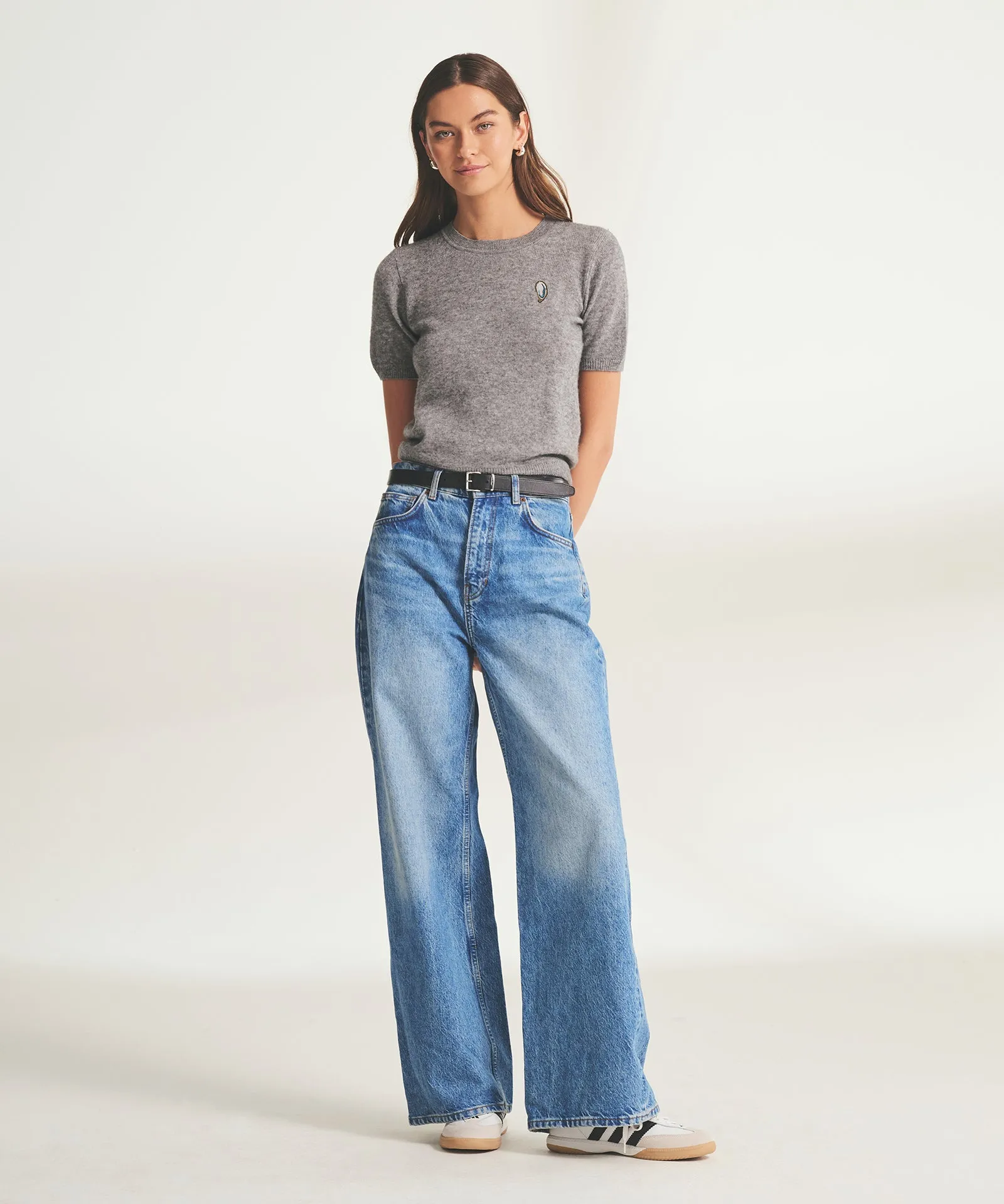 Women's Embroidered Oyster Short Sleeve Sweater sold by Naadam product image thumbnail 2