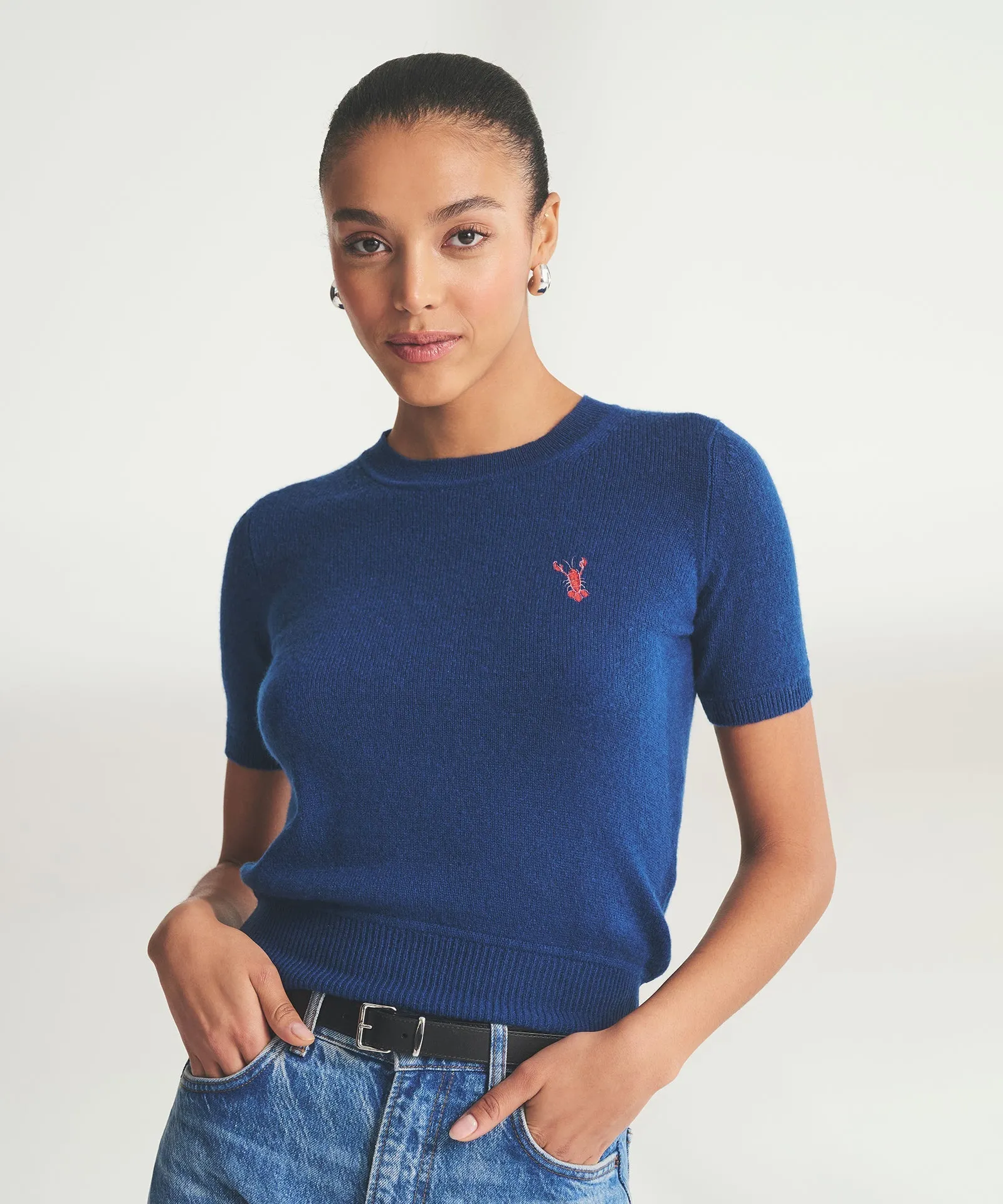 Women's Embroidered Lobster Short Sleeve Sweater sold by Naadam product image thumbnail 2