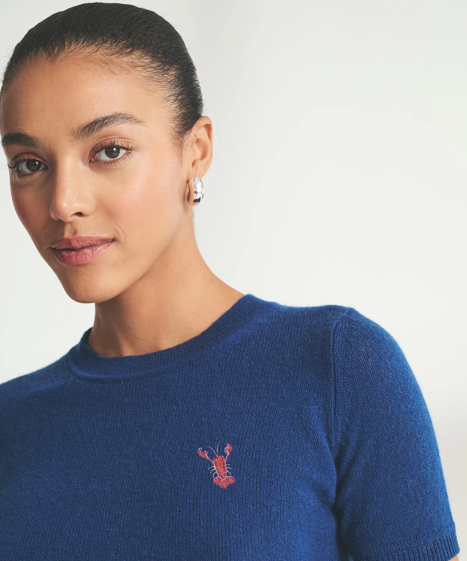 Women's Embroidered Lobster Short Sleeve Sweater sold by Naadam