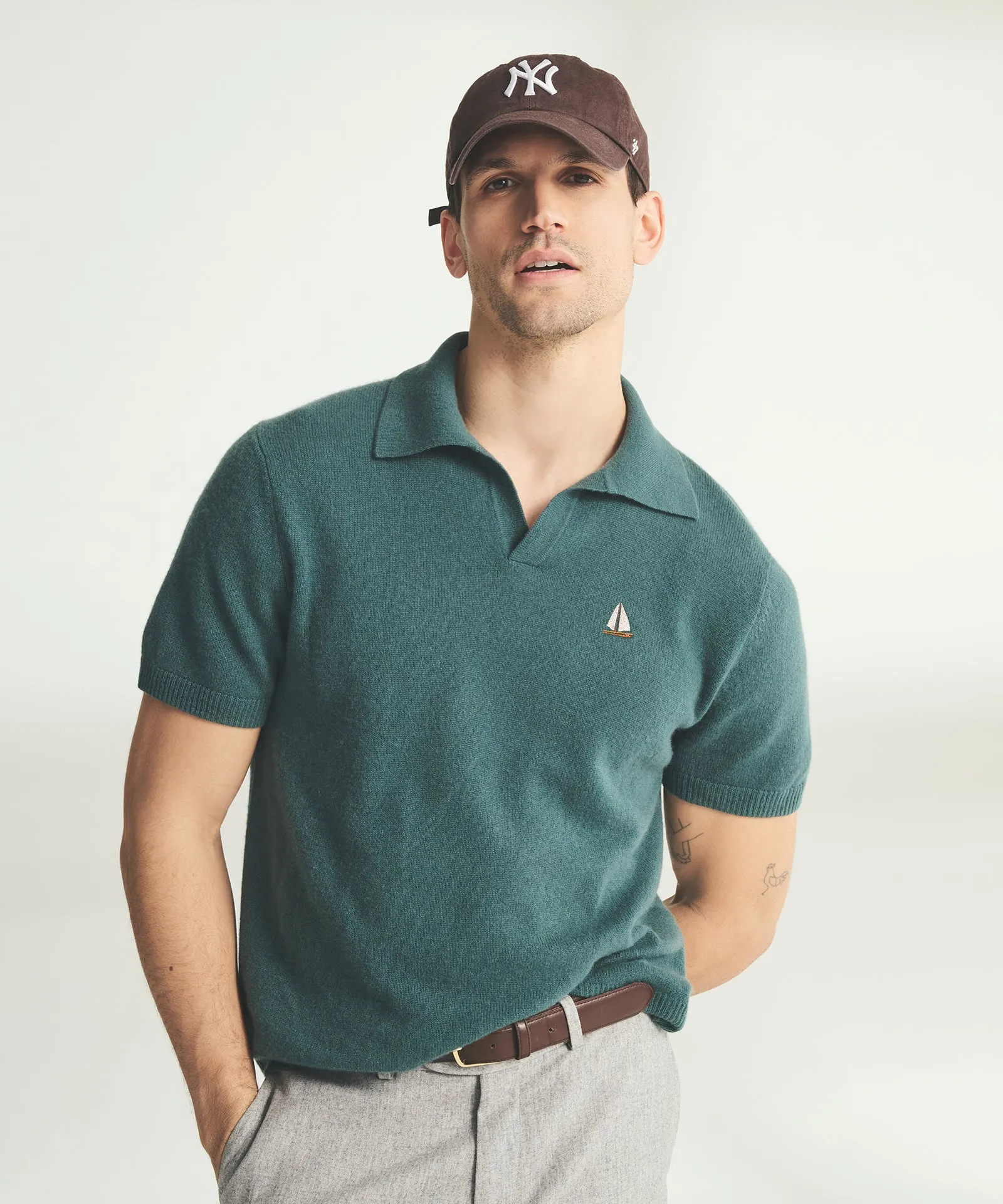 Men’s Embroidered Sailboat Short Sleeve Polo sold by Naadam product image thumbnail 2