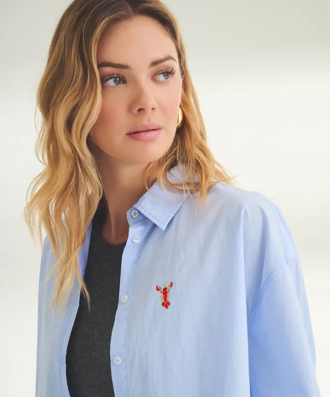 Women's Embroidered Lobster Cotton Button Down Shirt sold by Naadam