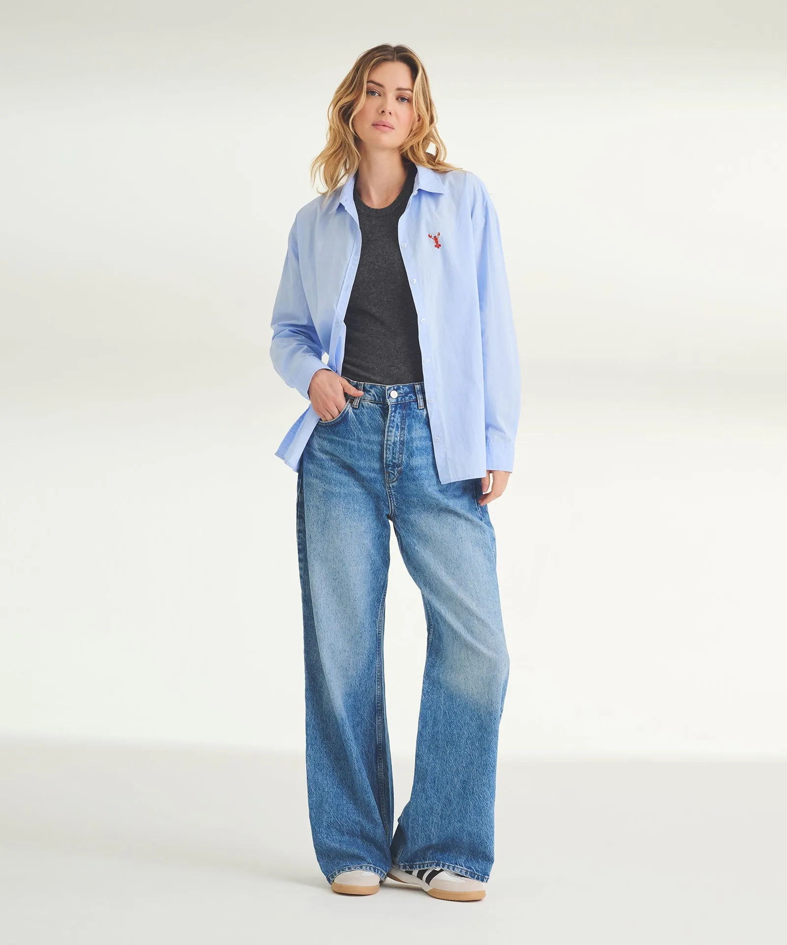 Women's Embroidered Lobster Cotton Button Down Shirt sold by Naadam product image thumbnail 3