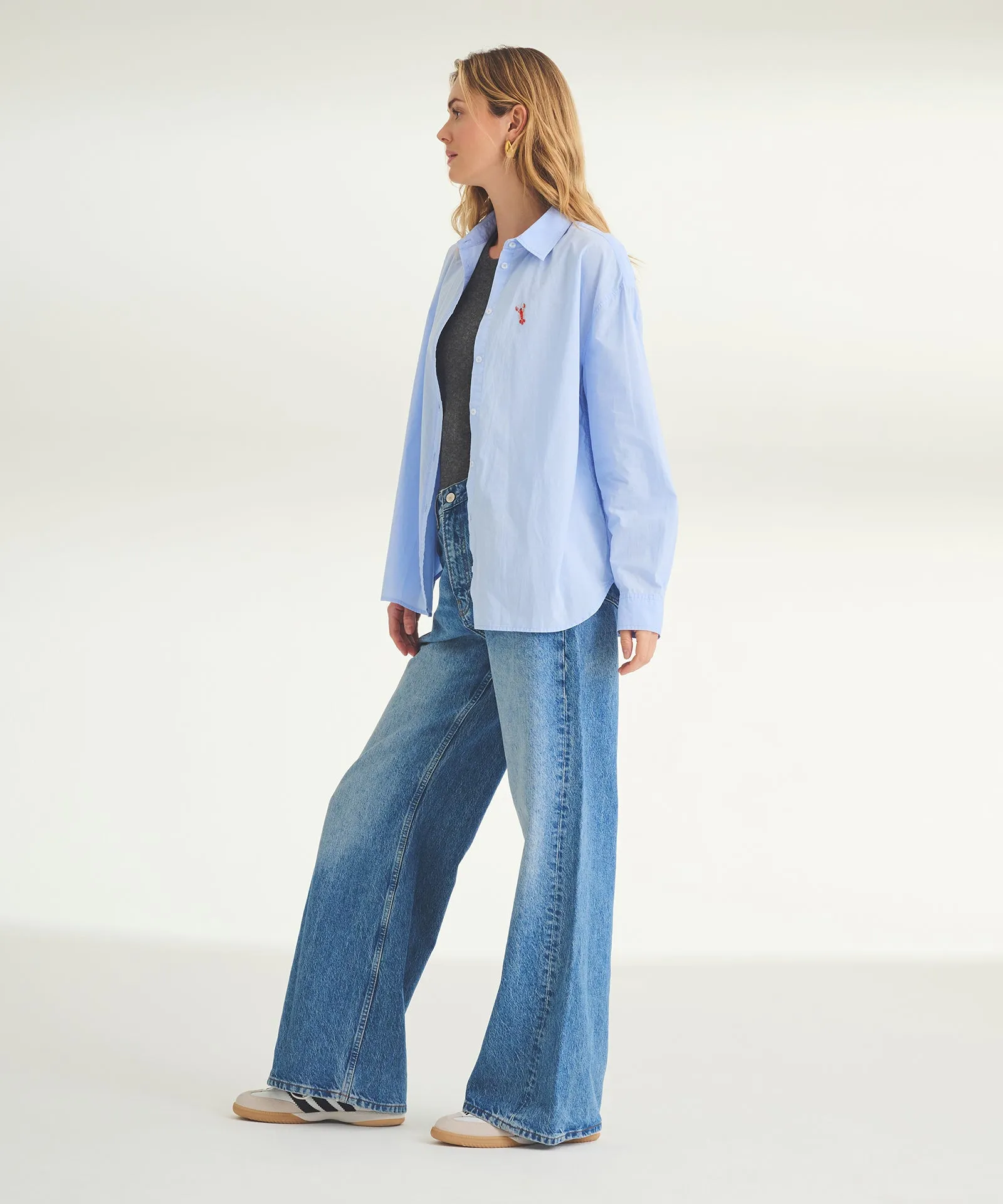 Women's Embroidered Lobster Cotton Button Down Shirt sold by Naadam product image thumbnail 4