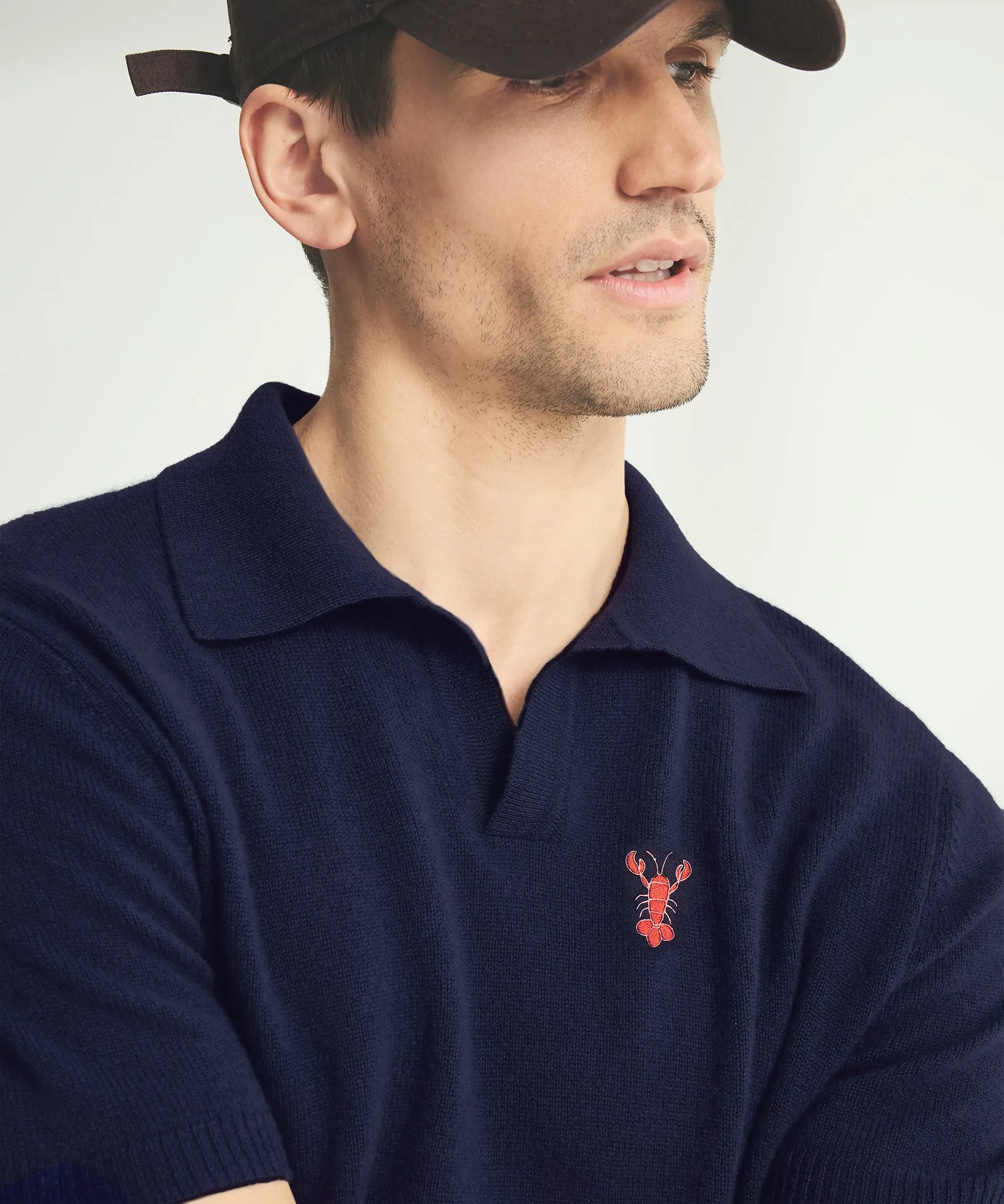 Men’s Embroidered Lobster Short Sleeve Polo sold by Naadam