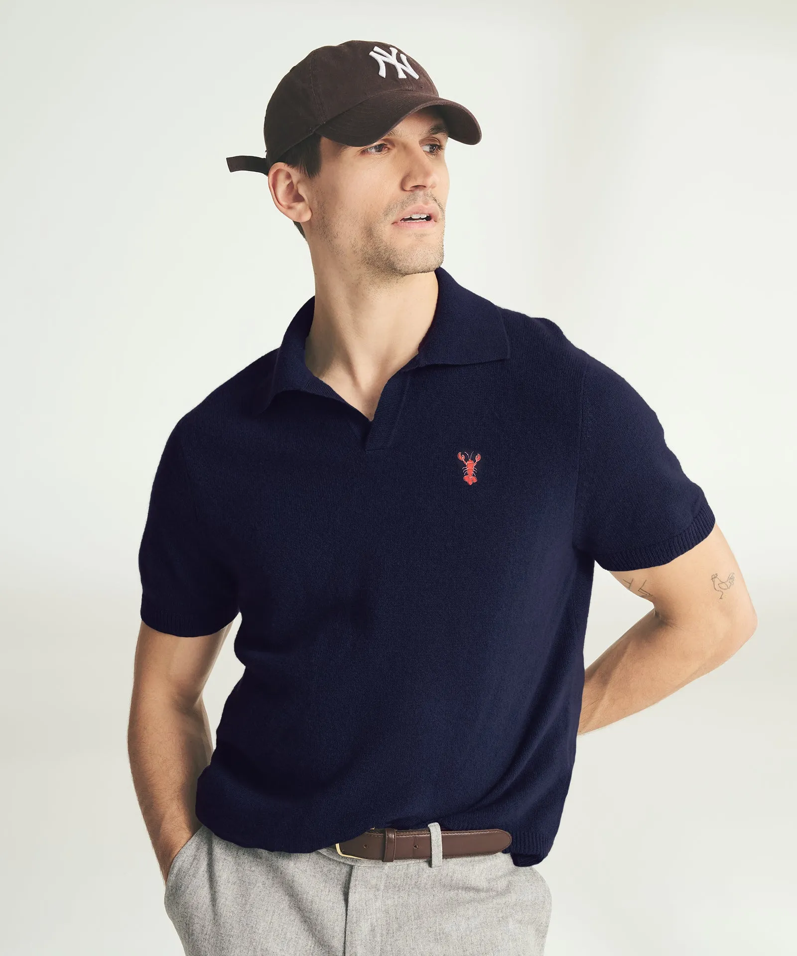 Men’s Embroidered Lobster Short Sleeve Polo sold by Naadam product image thumbnail 3