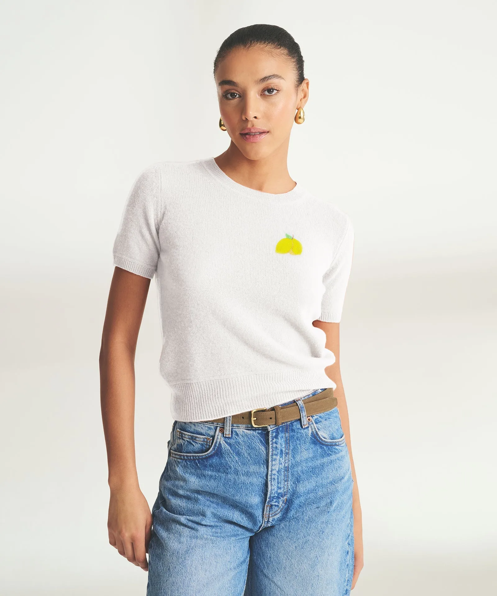 Women's Embroidered Lemons Short Sleeve Sweater sold by Naadam product image thumbnail 2