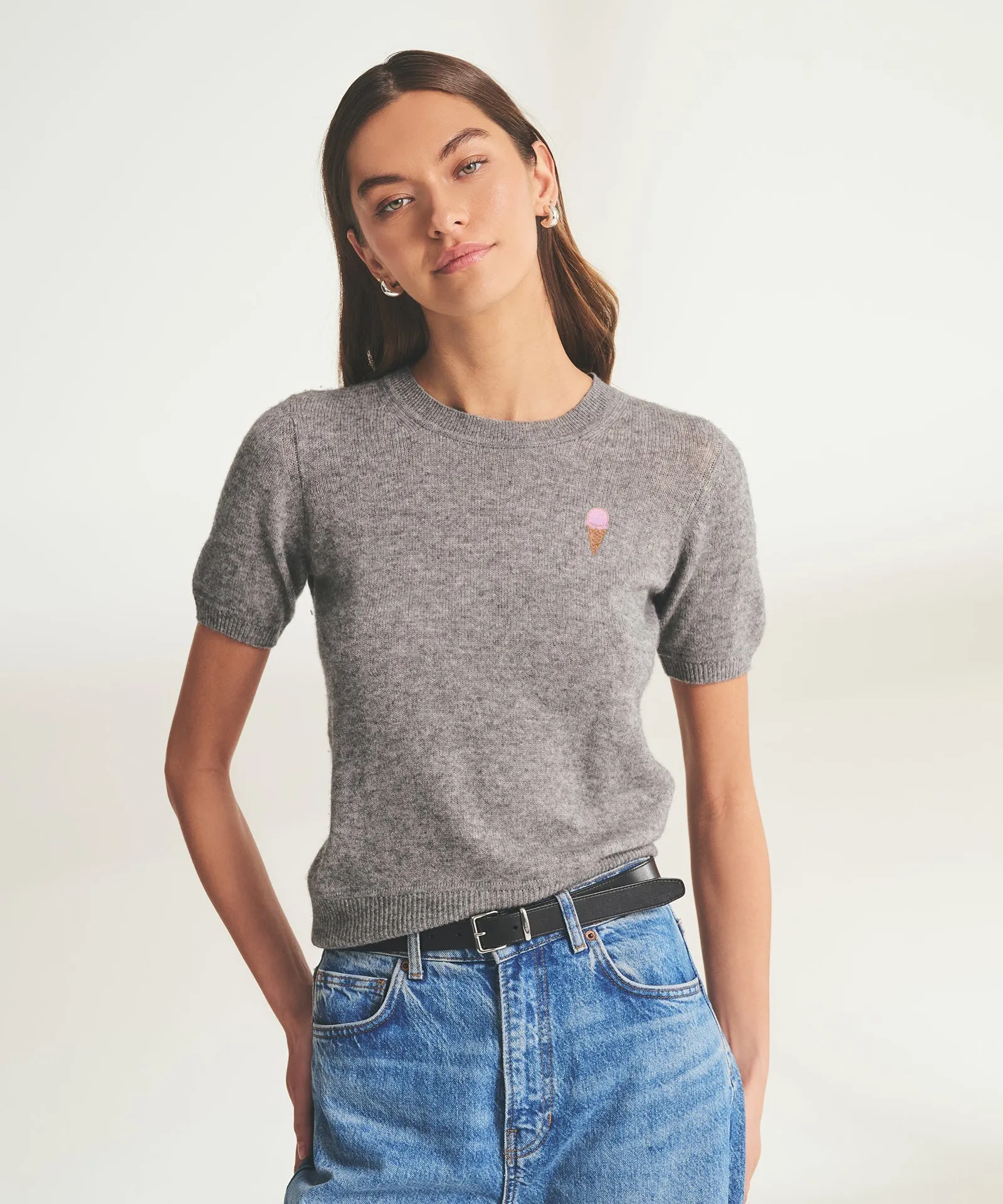 Women's Embroidered Ice Cream Short Sleeve Sweater sold by Naadam product image thumbnail 3