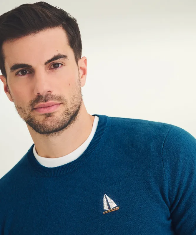Men's Embroidered Sailboat Cashmere Sweater sold by Naadam