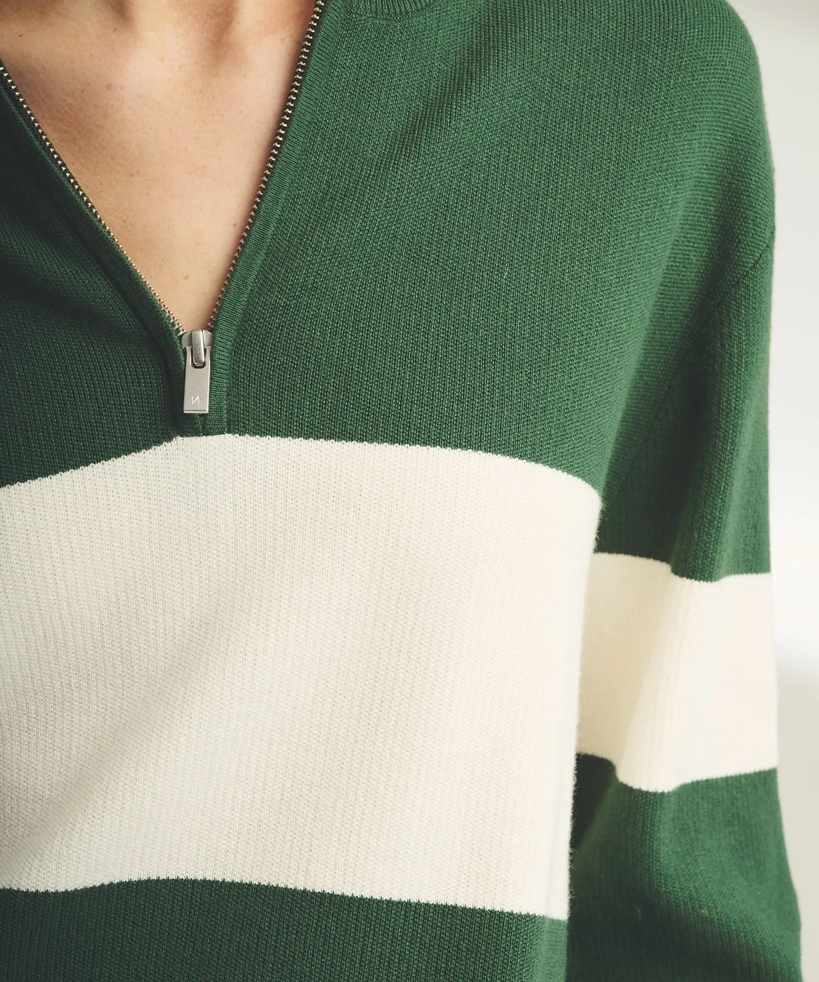 Café Cotton Cashmere Striped Quarter Zip sold by Naadam product image thumbnail 4
