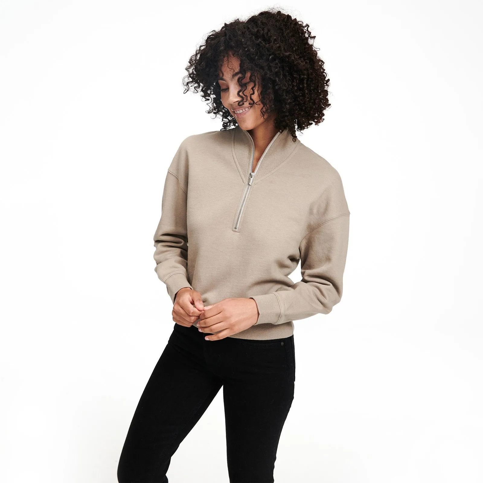 Fleece Quarter Zip Sweatshirt sold by Naadam product image thumbnail 2