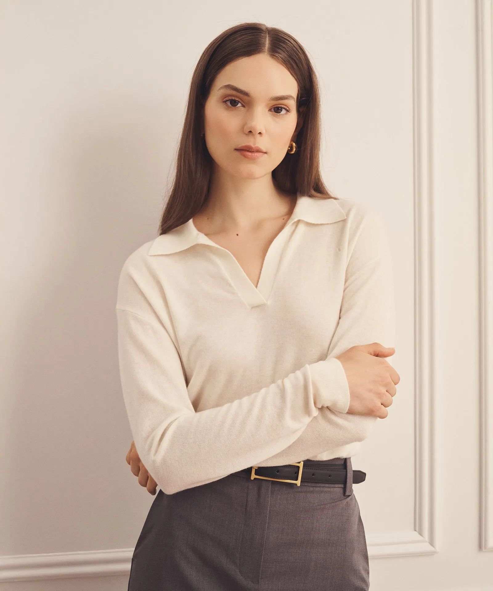Super Fine Cashmere Long Sleeve Polo sold by NAADAM product image thumbnail 3