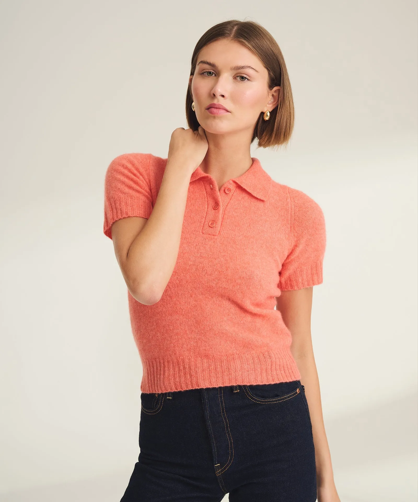 Cashmere Featherweight Short Sleeve Polo sold by Naadam