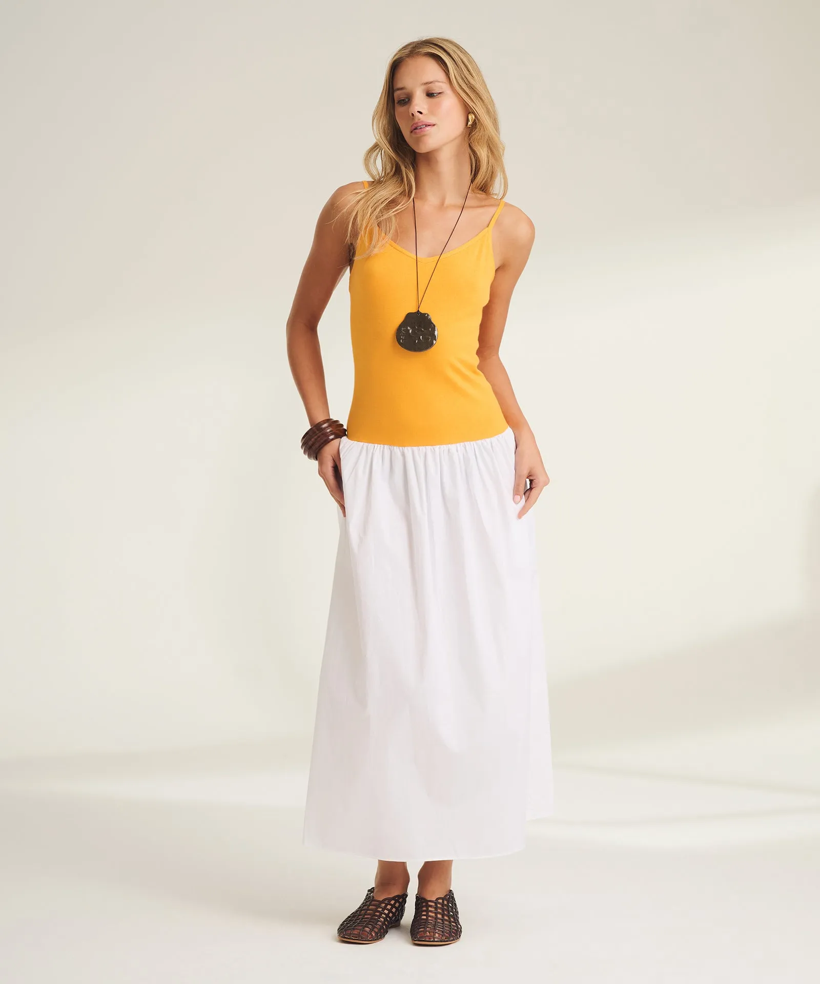 Luxe Cotton Silk Mixed Media Long Dress sold by NAADAM