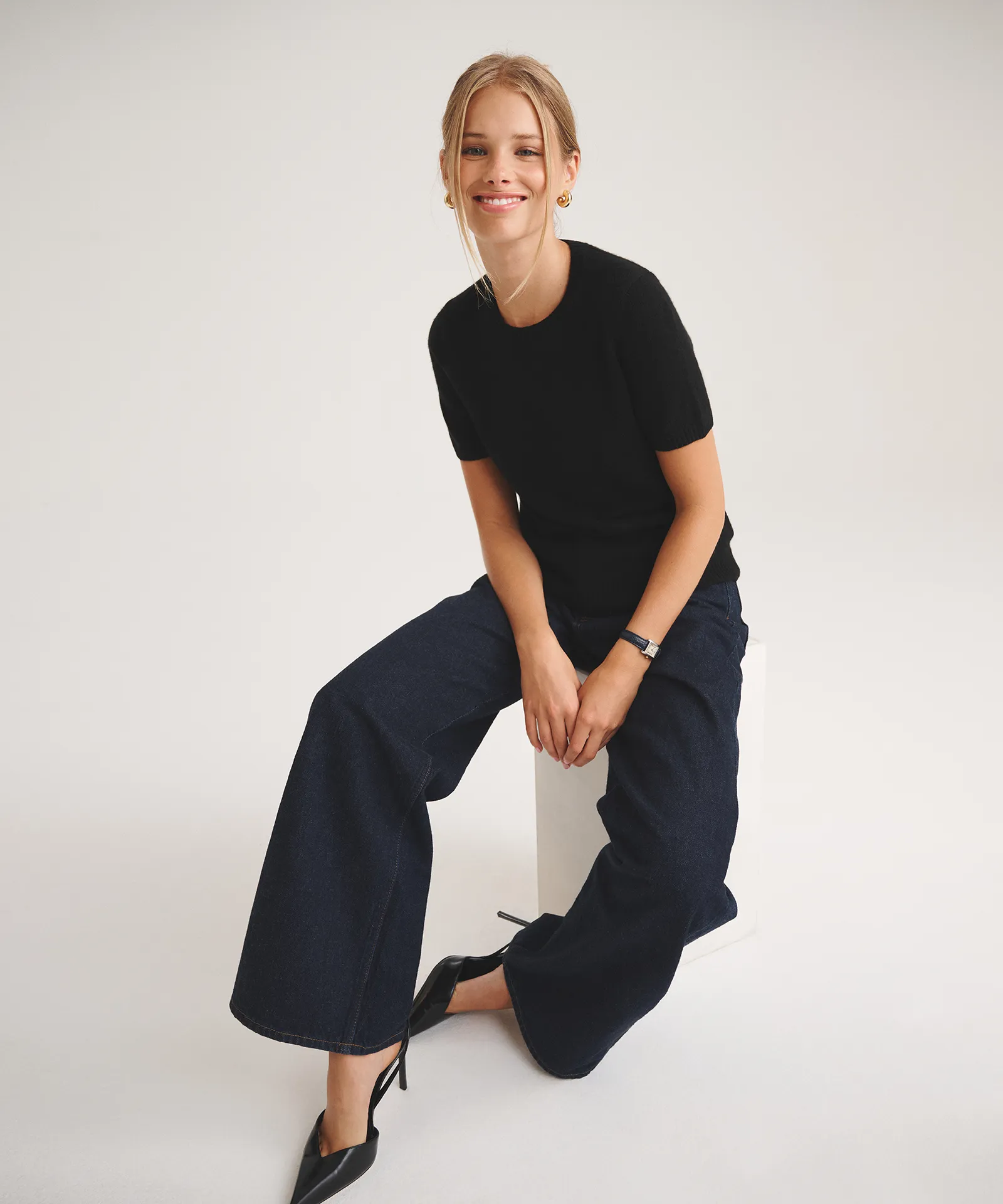 Basic Cashmere Short Sleeve Sweater sold by Naadam product image thumbnail 2