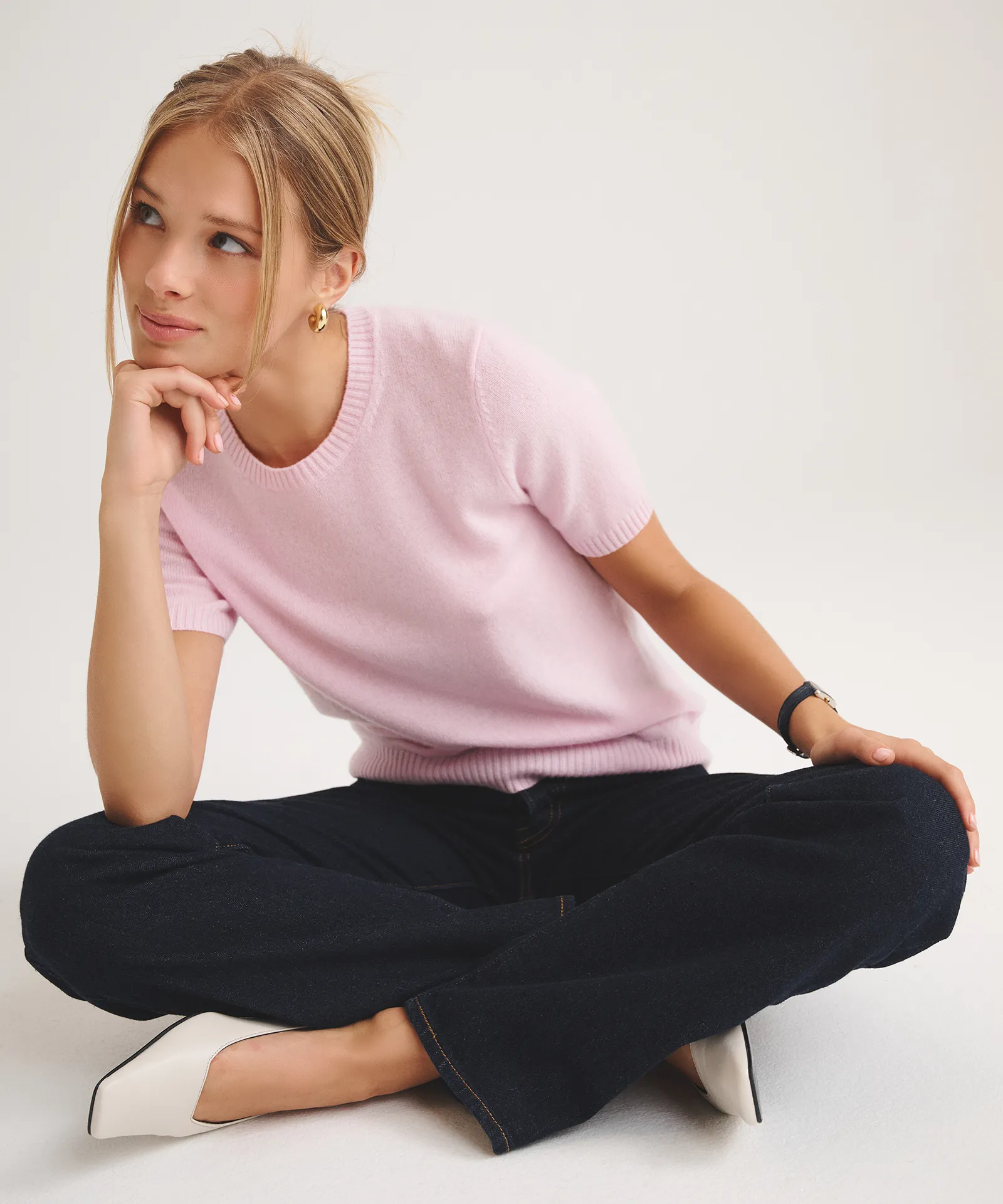 Basic Cashmere Short Sleeve Sweater sold by Naadam