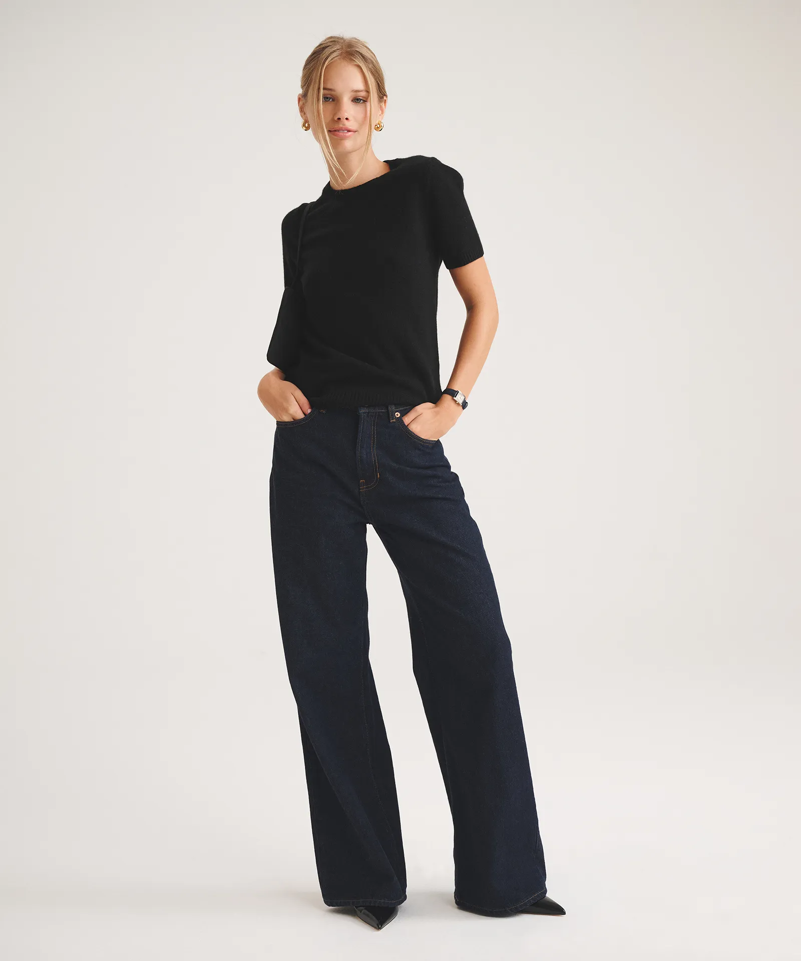 Basic Cashmere Short Sleeve Sweater sold by Naadam product image thumbnail 3