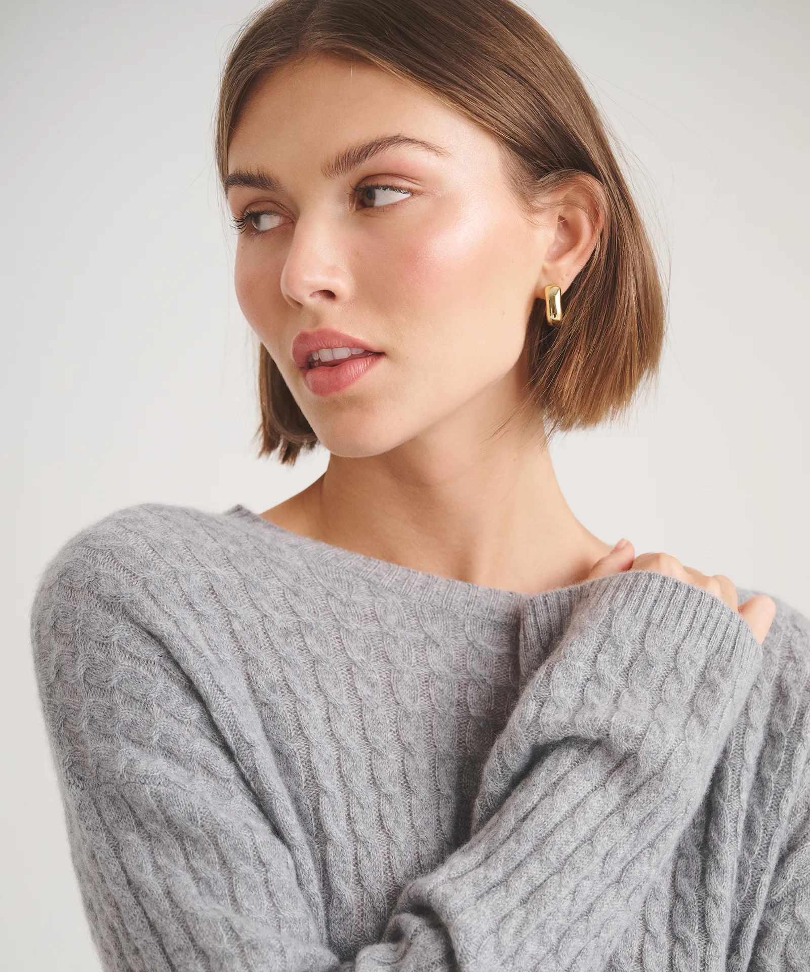 Basic Cashmere Cable Knit Crewneck Sweater sold by NAADAM product image thumbnail 3