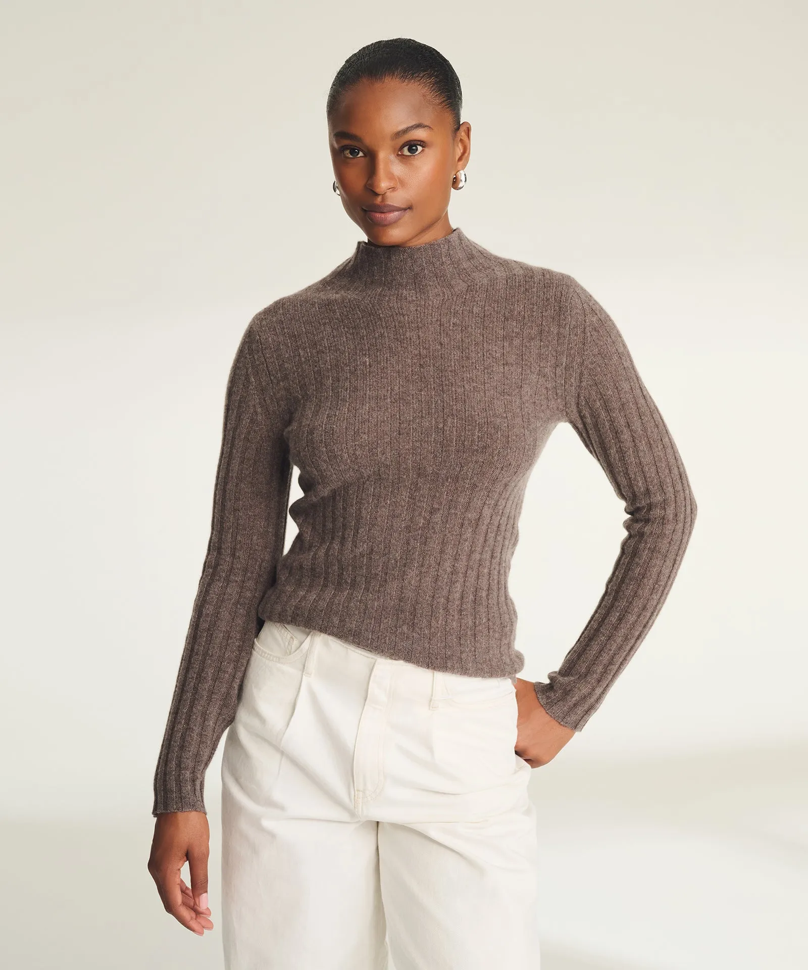 Lightweight Cashmere Ribbed Mockneck Sweater sold by NAADAM