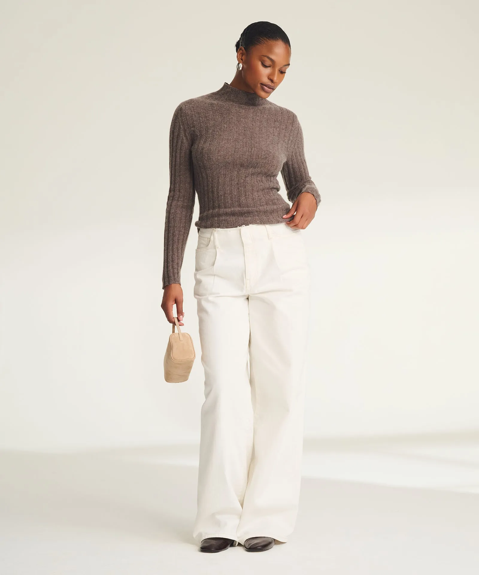 Lightweight Cashmere Ribbed Mockneck Sweater sold by NAADAM product image thumbnail 4