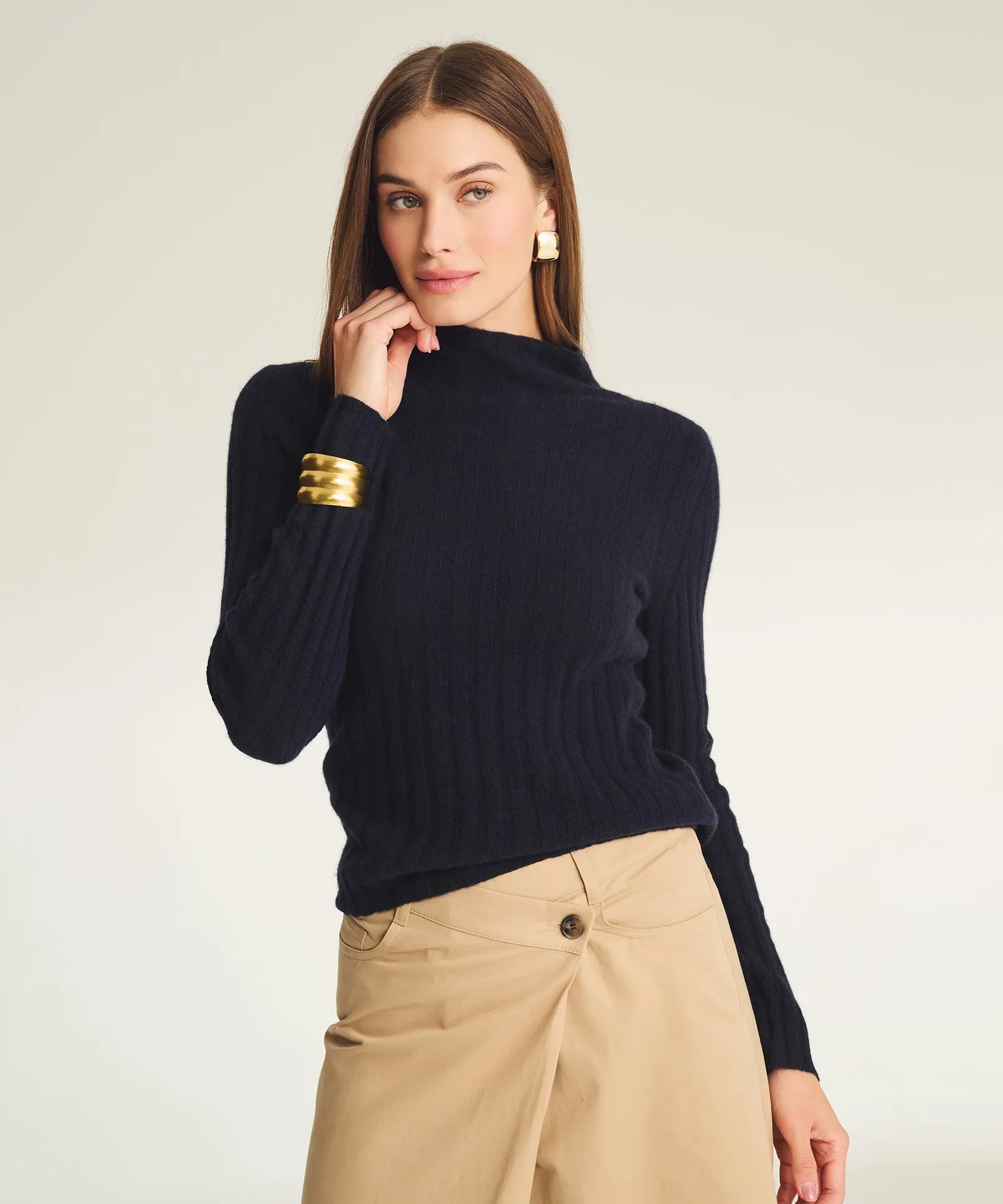 Lightweight Cashmere Ribbed Mockneck Sweater sold by NAADAM product image thumbnail 3