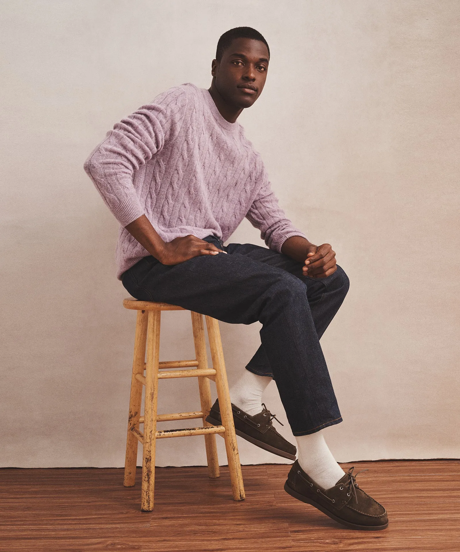 Lightweight Cashmere Cable Crewneck Sweater sold by NAADAM