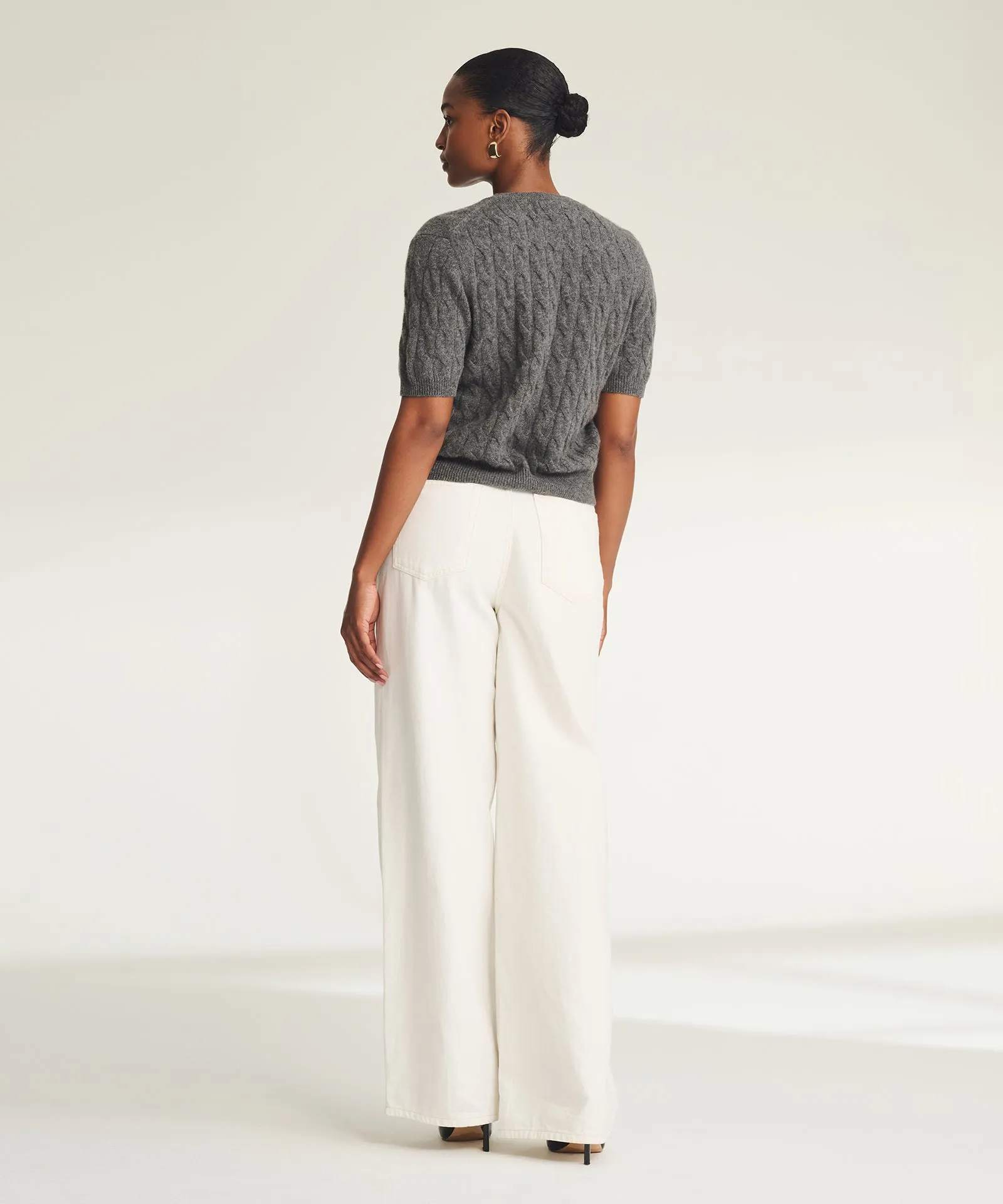 Lightweight Cashmere Cable Short Sleeve Cardigan sold by NAADAM product image thumbnail 5