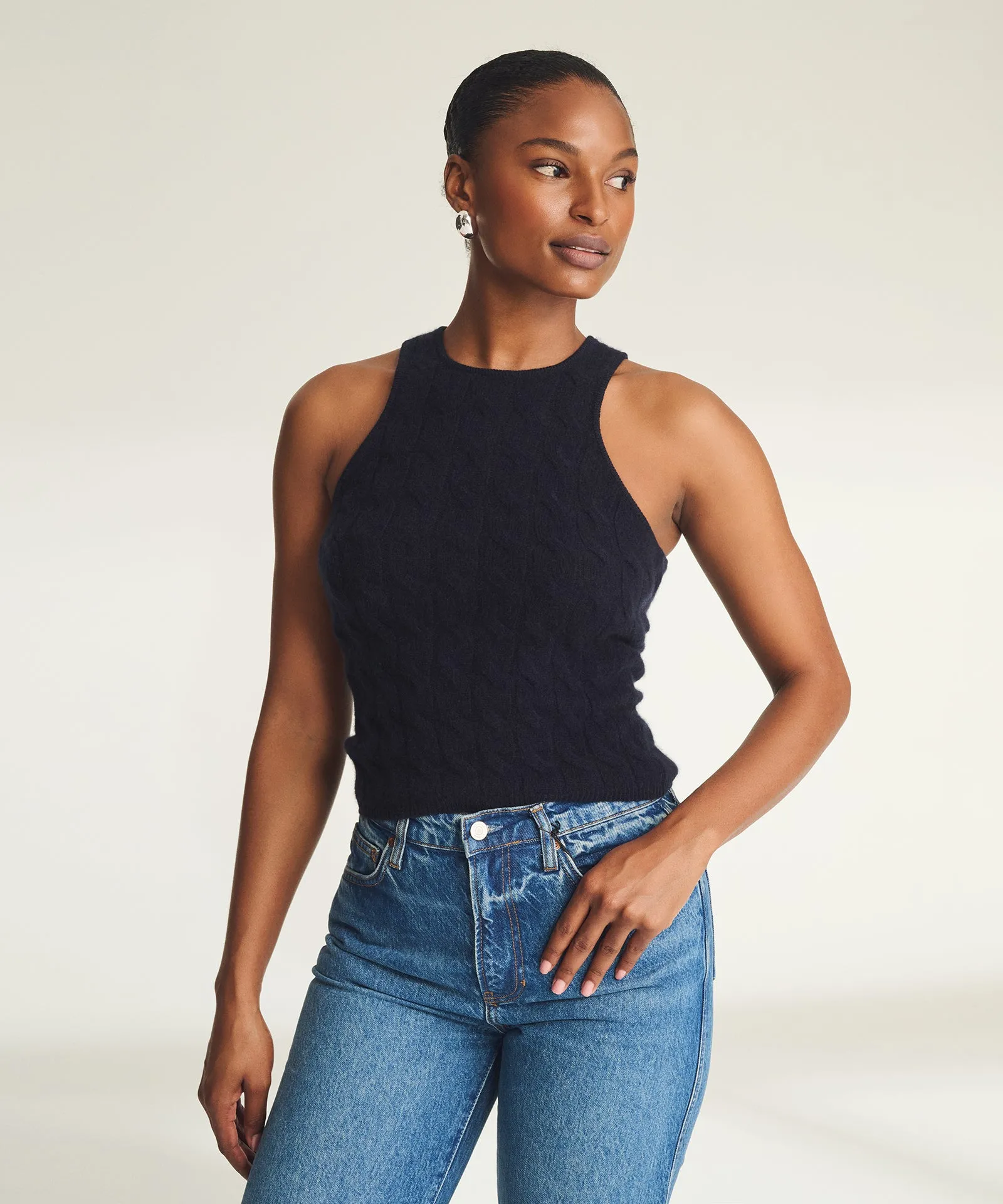 Lightweight Cashmere Cable Tank sold by NAADAM product image thumbnail 2