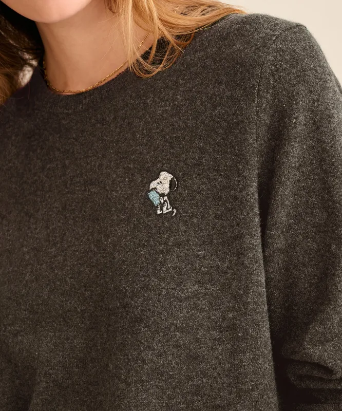Women's Book Worm Snoopy Cashmere Sweater sold by Naadam