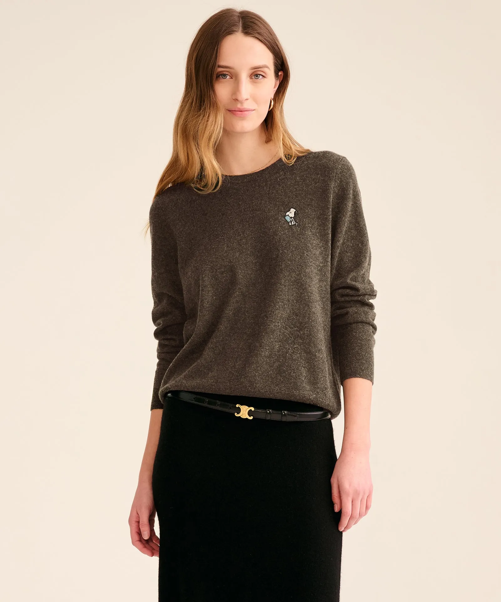 Women's Book Worm Snoopy Cashmere Sweater sold by Naadam product image thumbnail 2