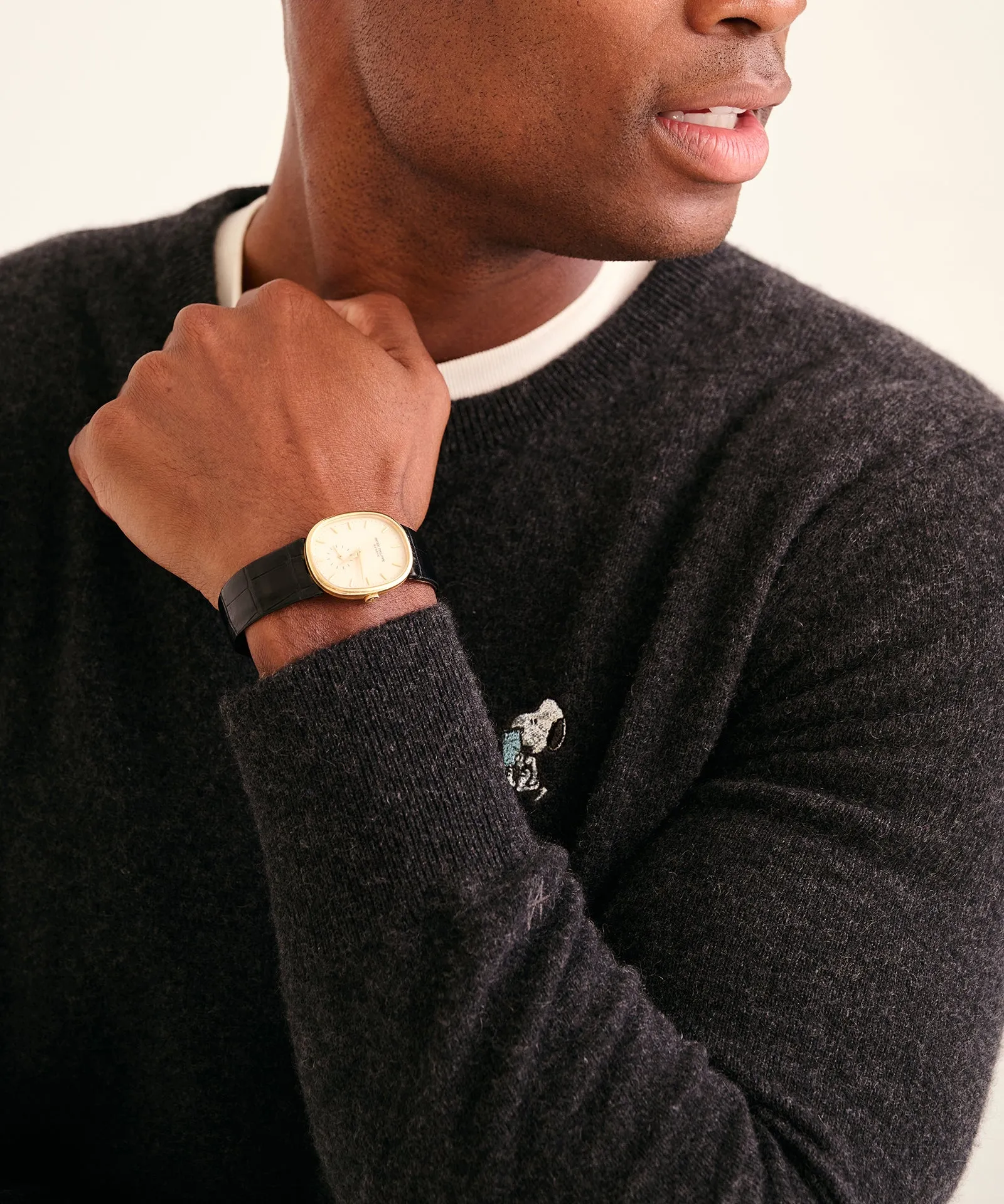 Men's Book Worm Snoopy Cashmere Sweater sold by Naadam product image thumbnail 3