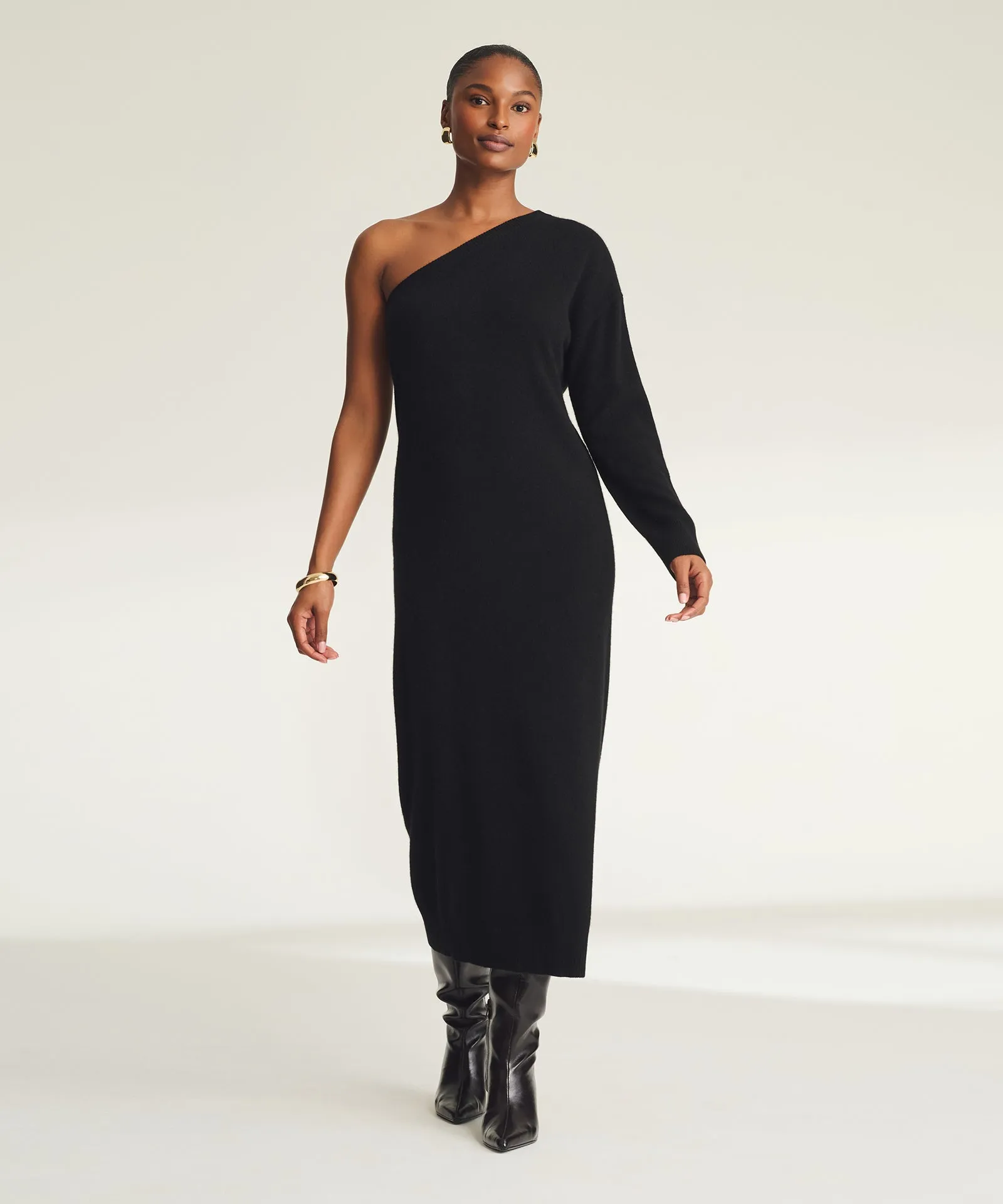 Signature Cashmere One Shoulder Dress sold by NAADAM product image thumbnail 3