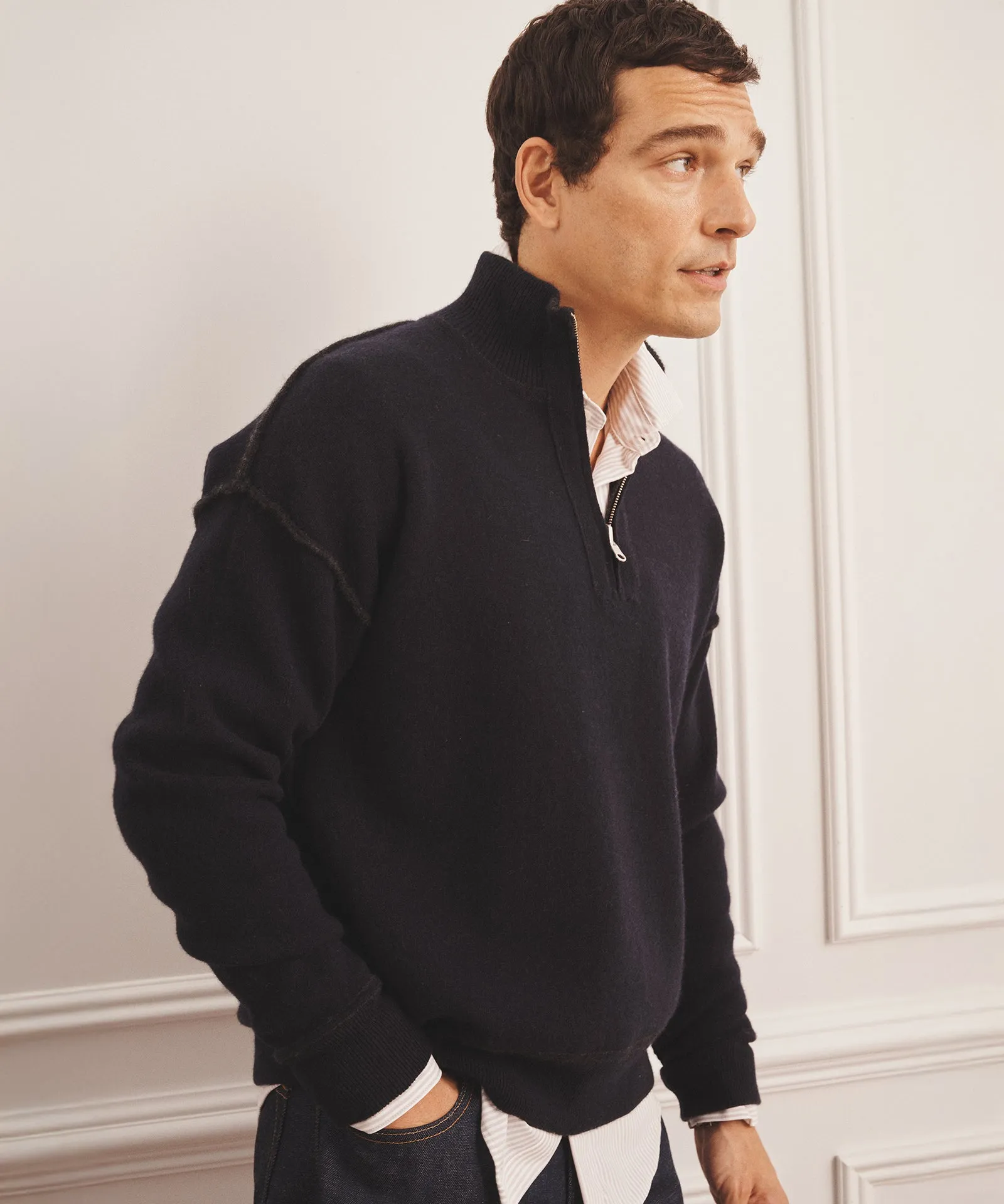 Luxe Cashmere Double Faced Quarter Zip sold by NAADAM product image thumbnail 5