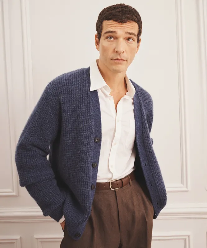 Cashmino Waffle V-Neck Cardigan sold by NAADAM