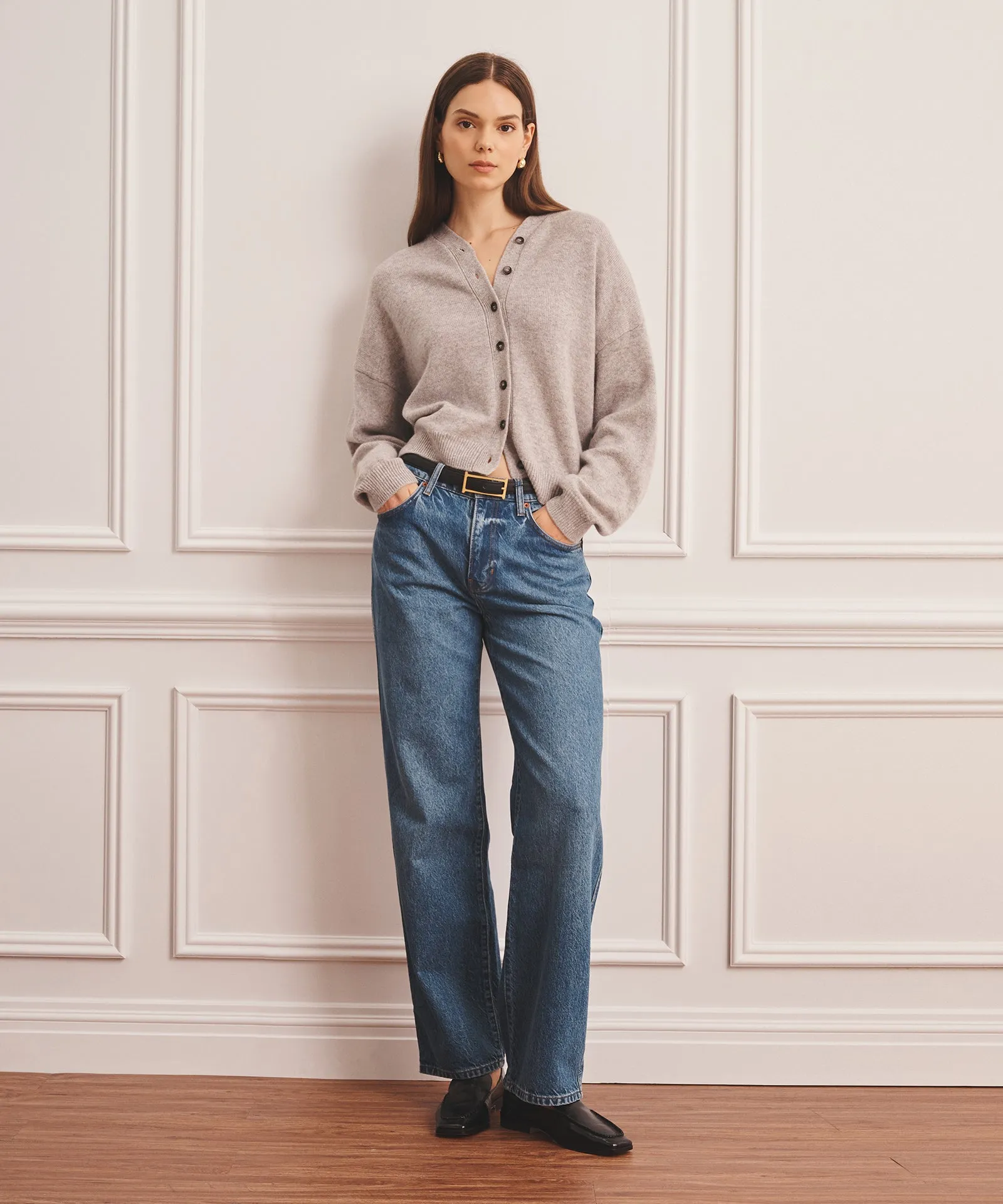 Luxe Cashmere V-Neck Bomber Cardigan sold by NAADAM product image thumbnail 3