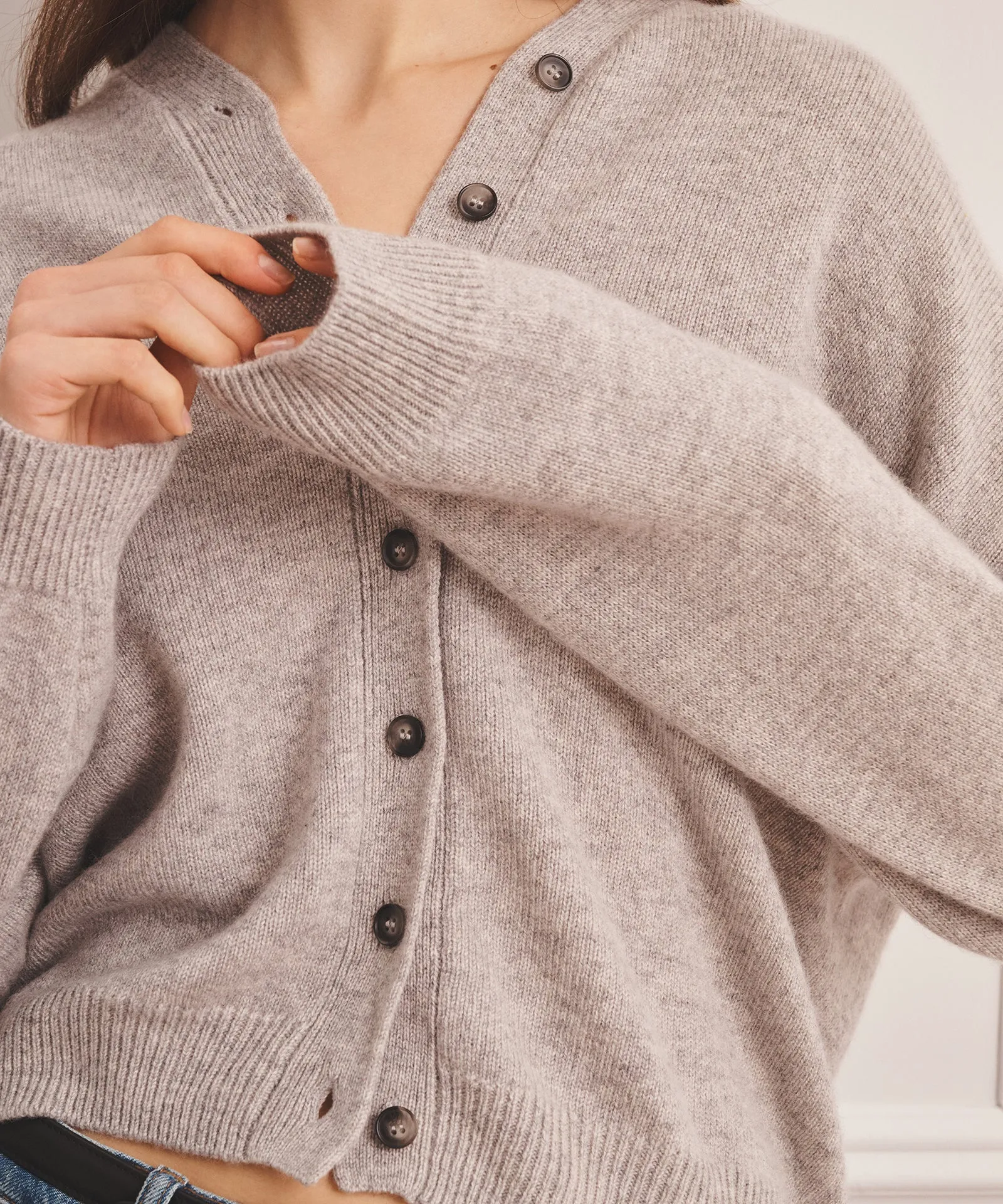 Luxe Cashmere V-Neck Bomber Cardigan sold by NAADAM product image thumbnail 2