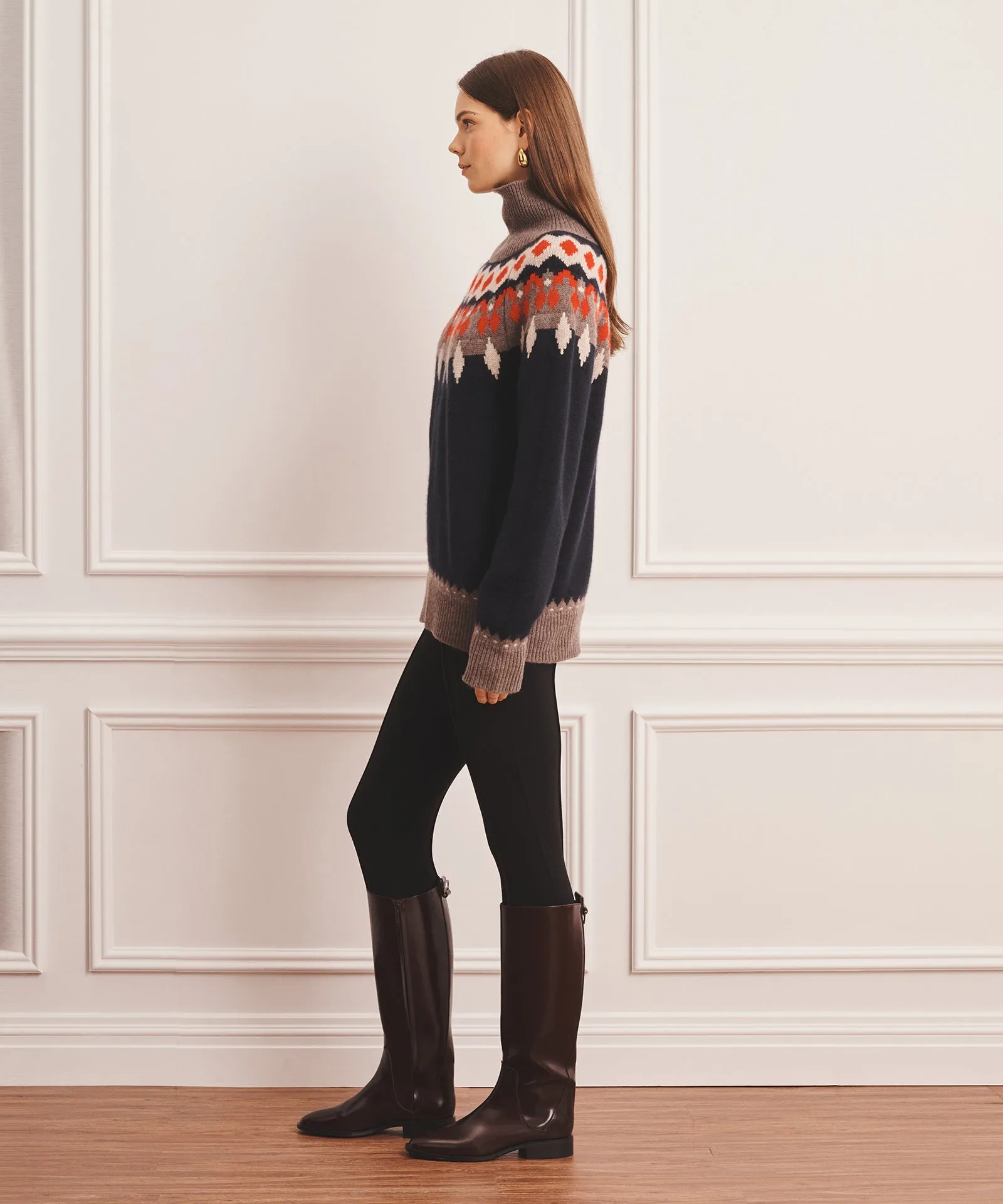 Super Luxe Cashmere Fair Isle Turtleneck Sweater sold by NAADAM product image thumbnail 4