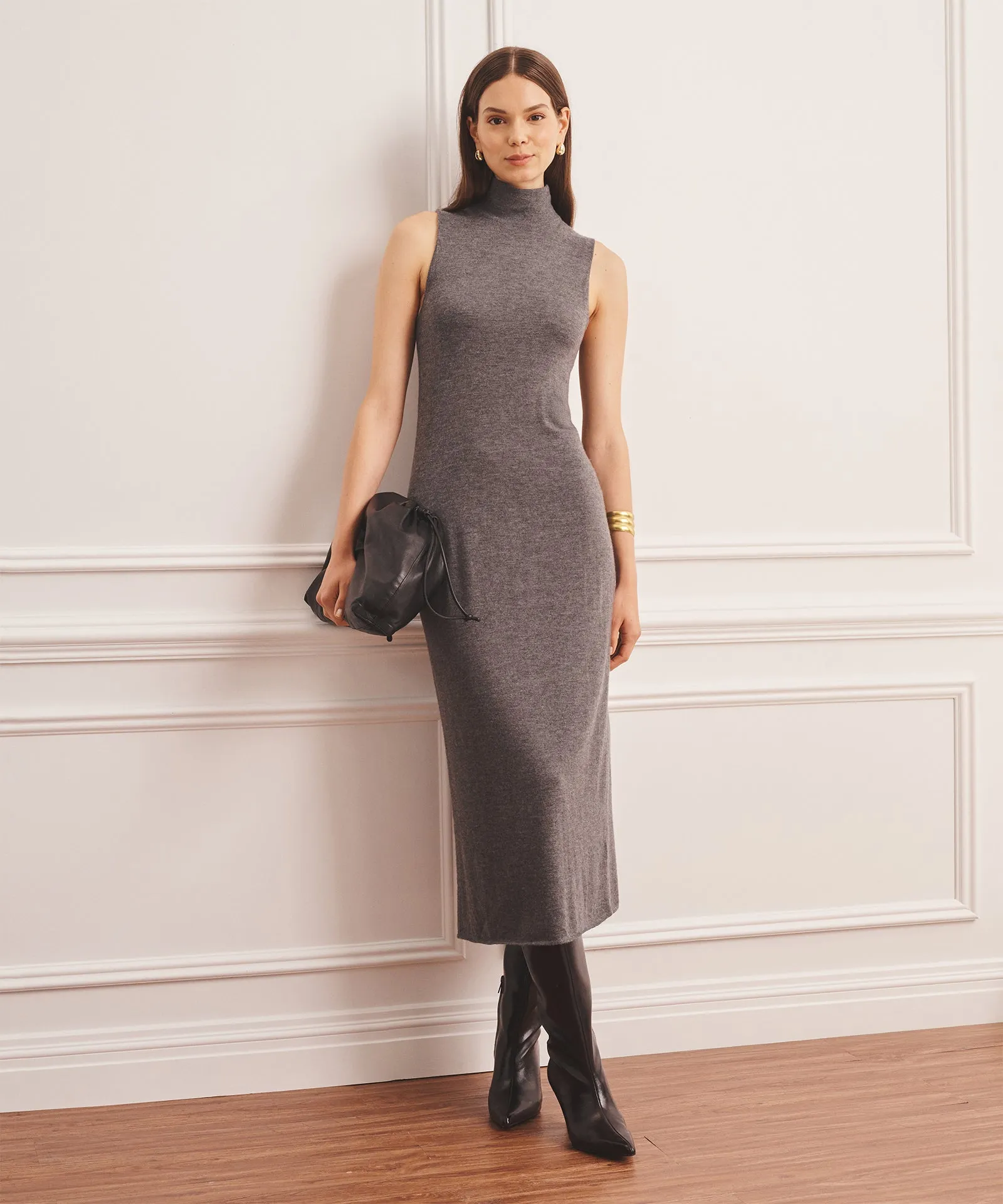 Super Fine Cashmere Sleeveless Turtleneck Dress sold by NAADAM