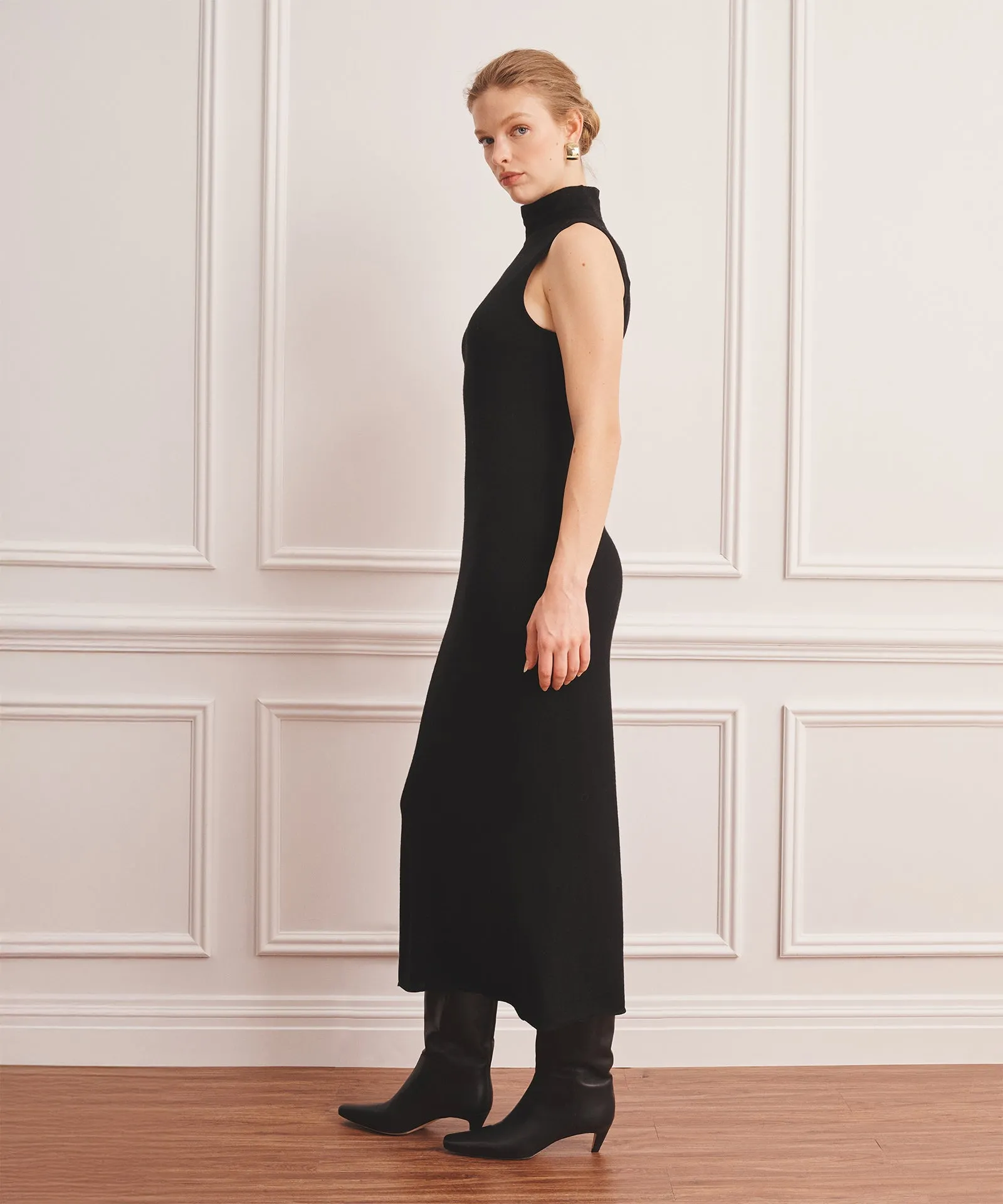 Super Fine Cashmere Sleeveless Turtleneck Dress sold by NAADAM product image thumbnail 4