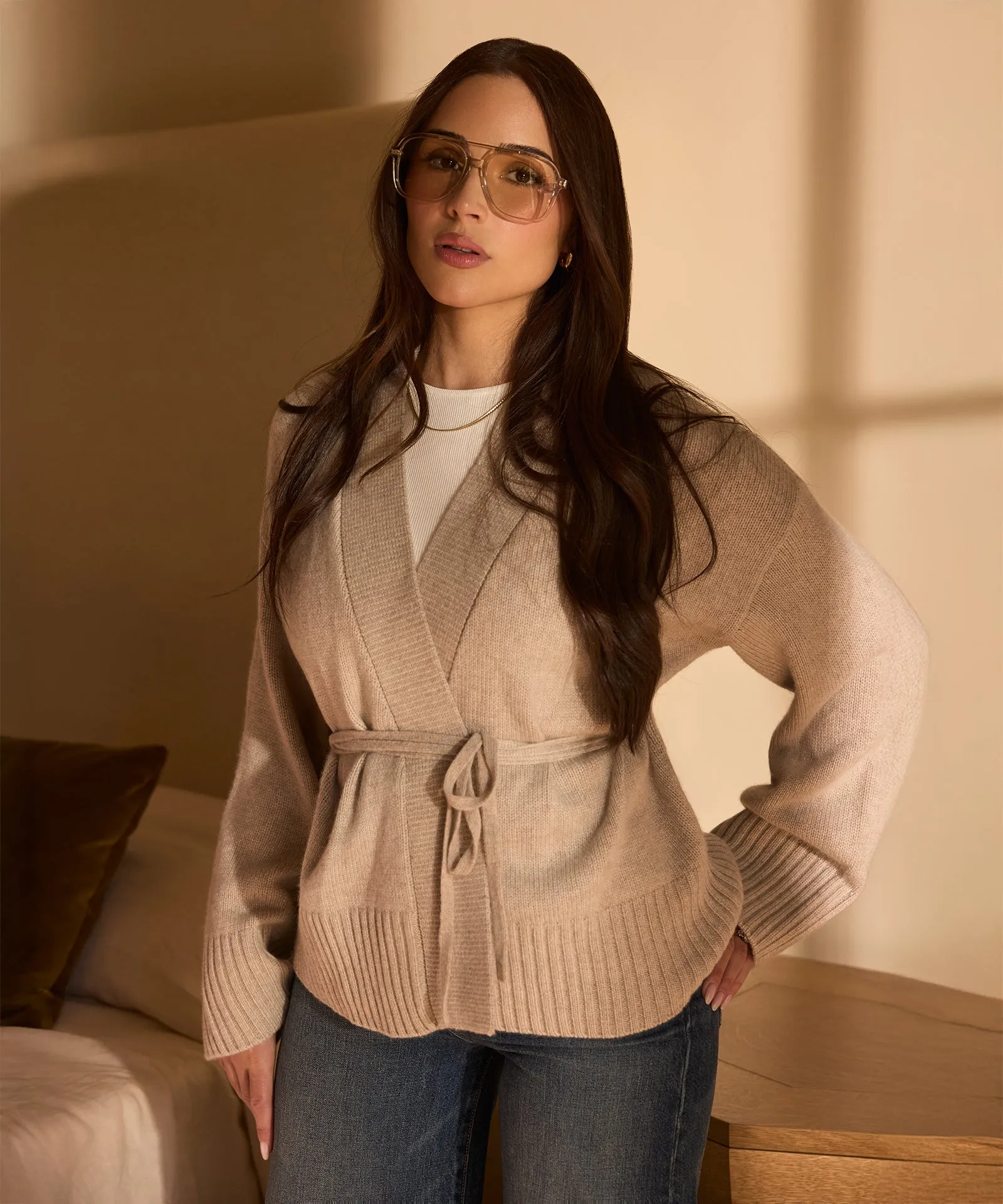 Super Luxe Cashmere Tie Waist Cardigan sold by NAADAM