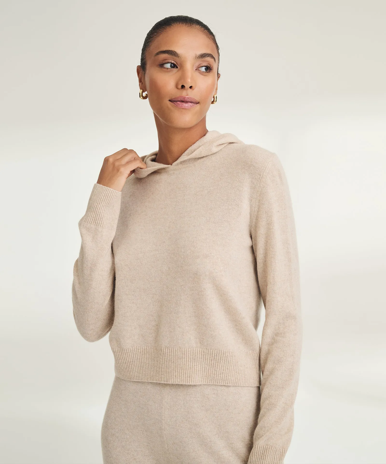 Signature Cashmere Cropped Hoodie sold by NAADAM product image thumbnail 2