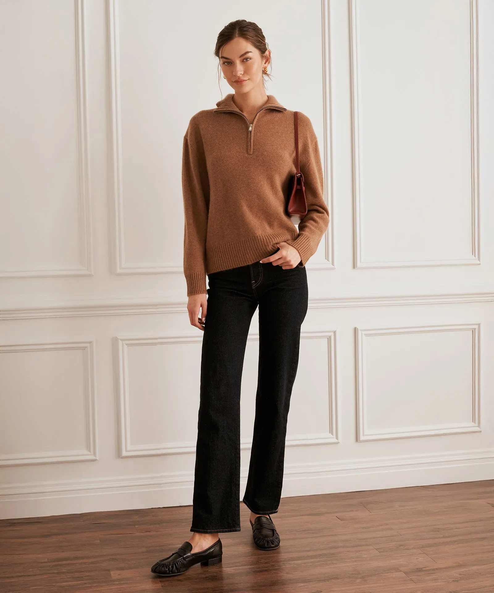 Luxe Cashmere High Neck Quarter Zip sold by NAADAM product image thumbnail 3
