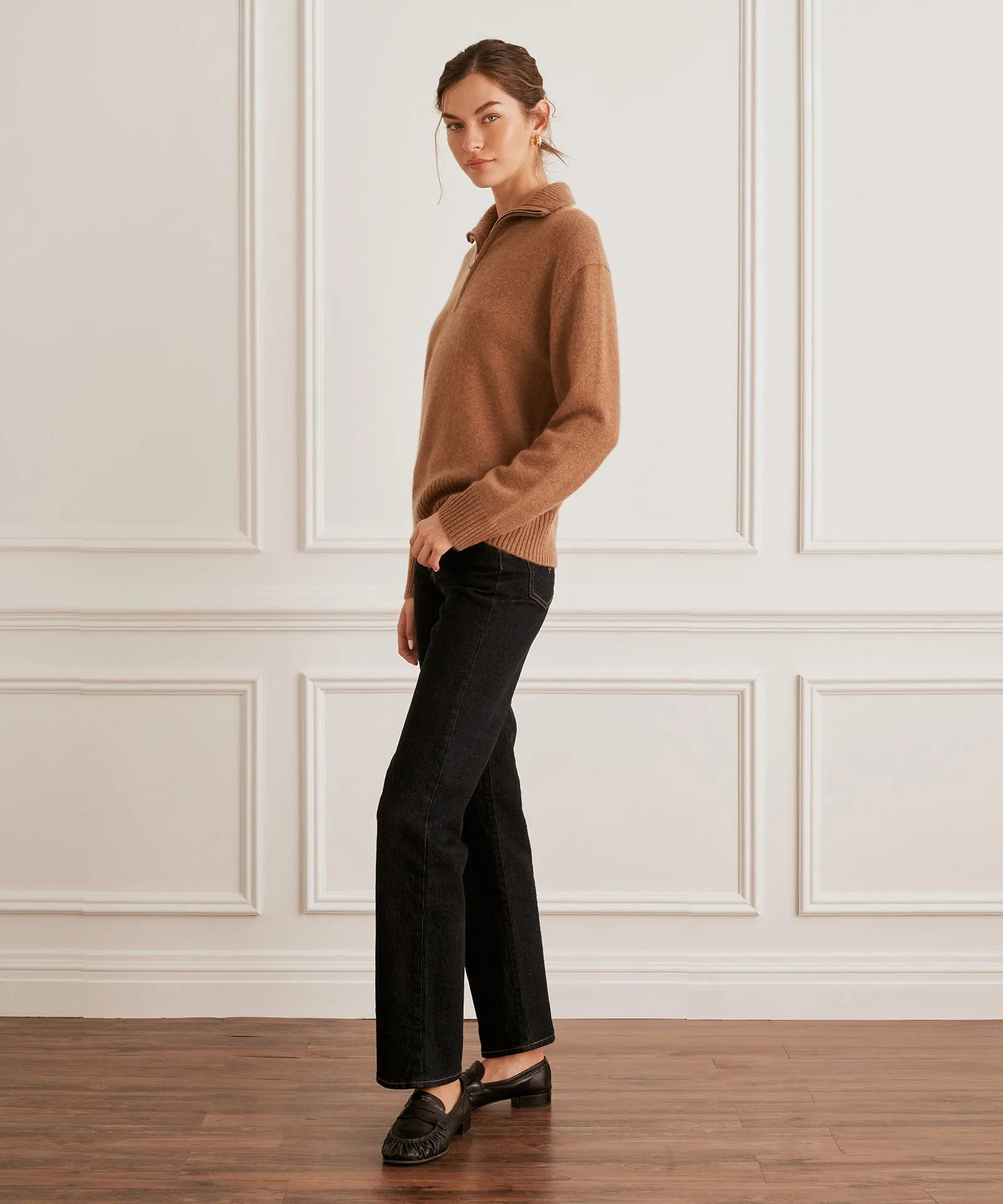 Luxe Cashmere High Neck Quarter Zip sold by NAADAM product image thumbnail 5