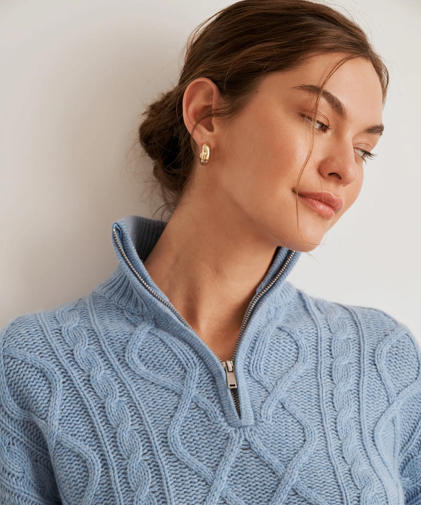 Super Luxe Cashmino Cable Quarter Zip sold by NAADAM product image thumbnail 2