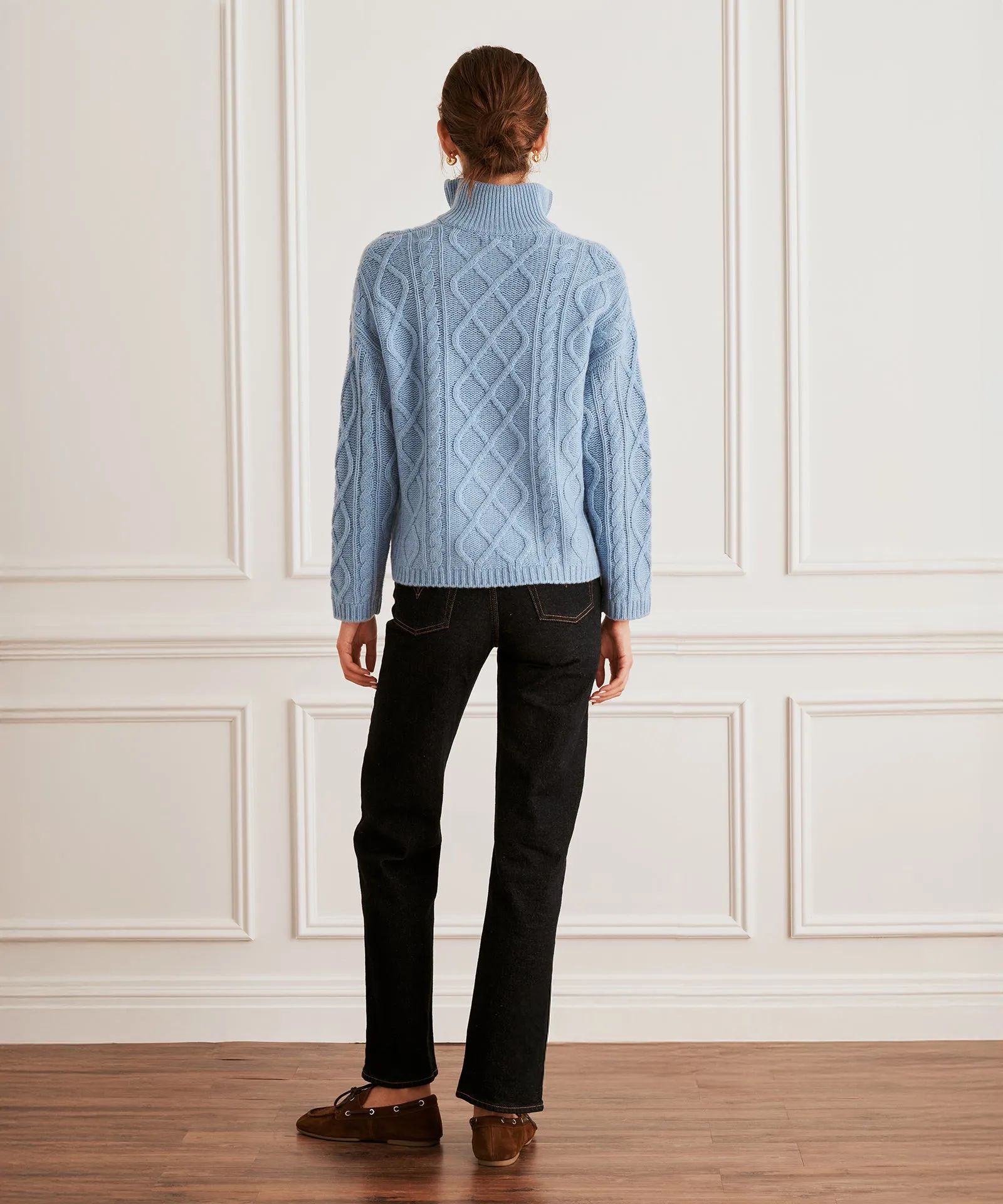 Super Luxe Cashmino Cable Quarter Zip sold by NAADAM product image thumbnail 5