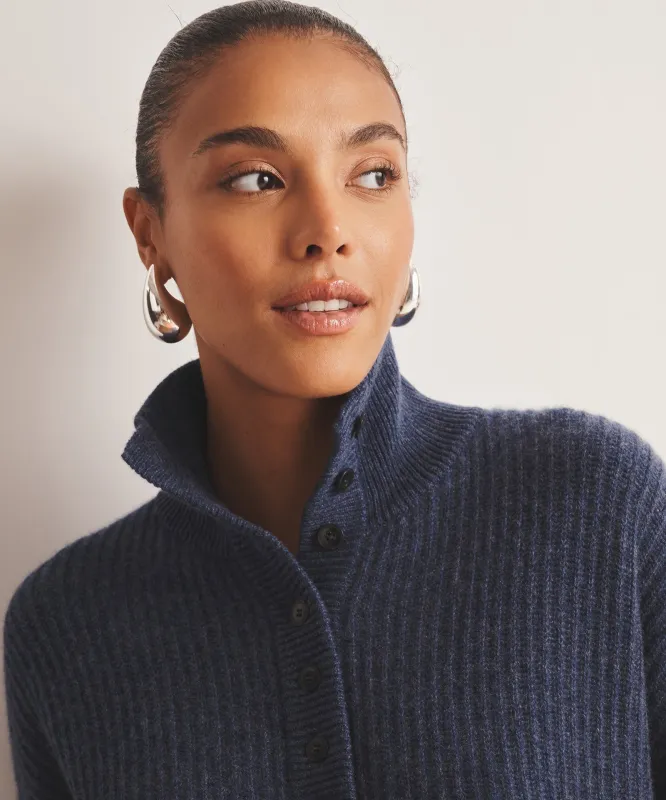 Super Luxe Cashmere High Neck Henley Sweater sold by Naadam