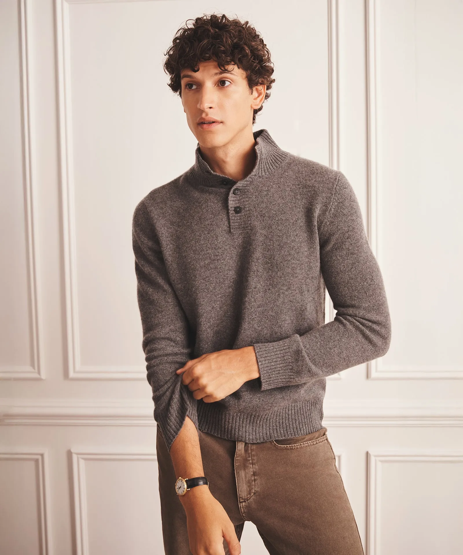 Luxe Cashmere Button Pullover Sweater sold by NAADAM