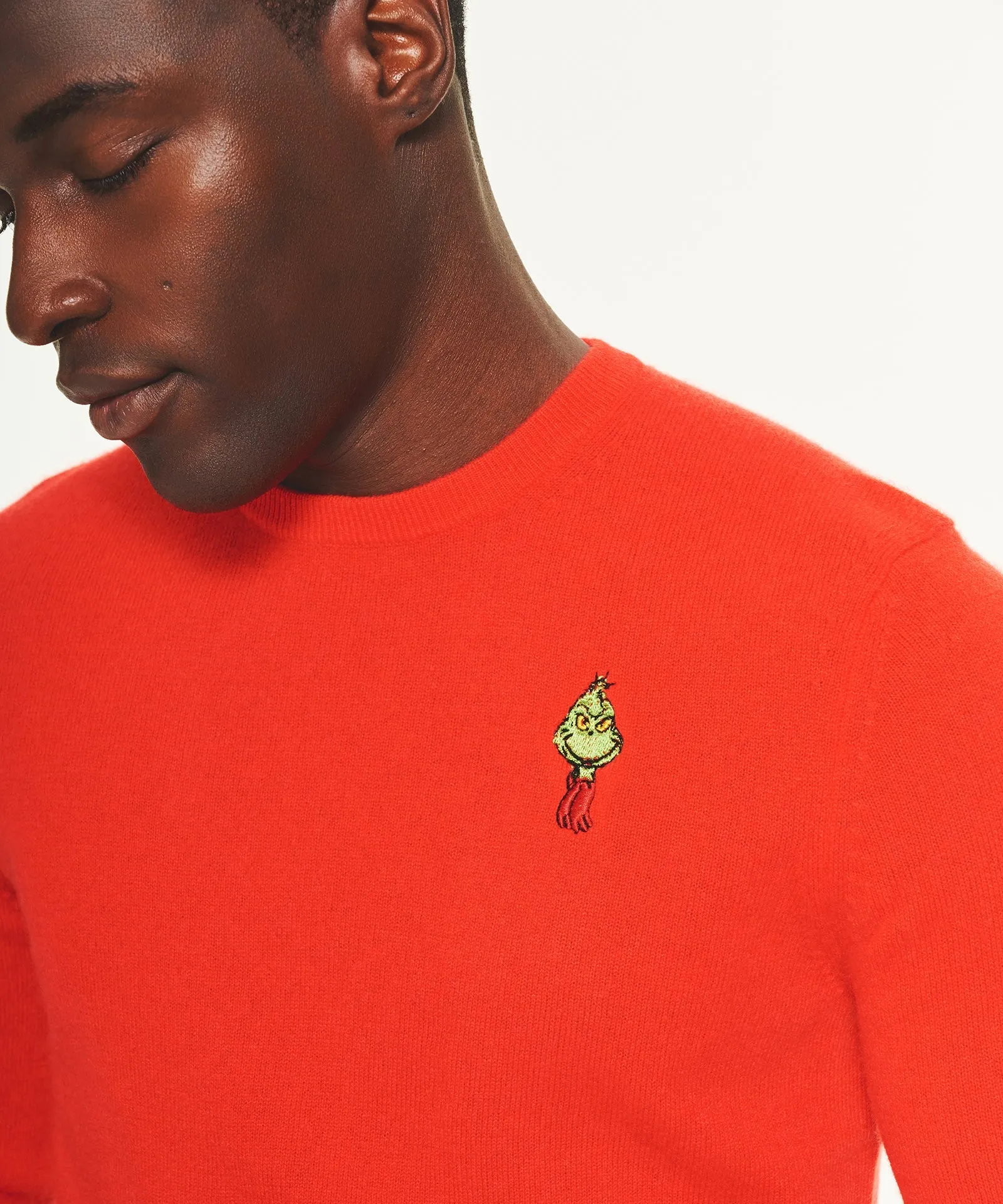 Men's Dr. Seuss Cozy Grinch Cashmere Holiday Sweater sold by NAADAM